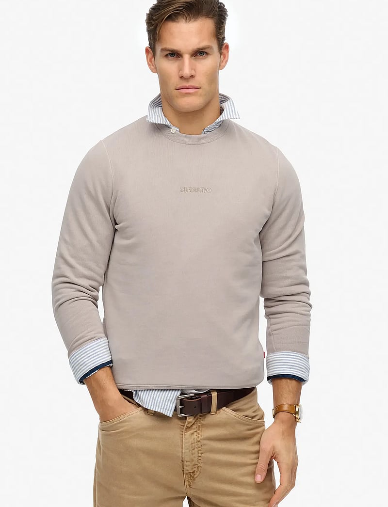 Superdry - MICRO LOGO CREW - kollektioner - deep beige - 0