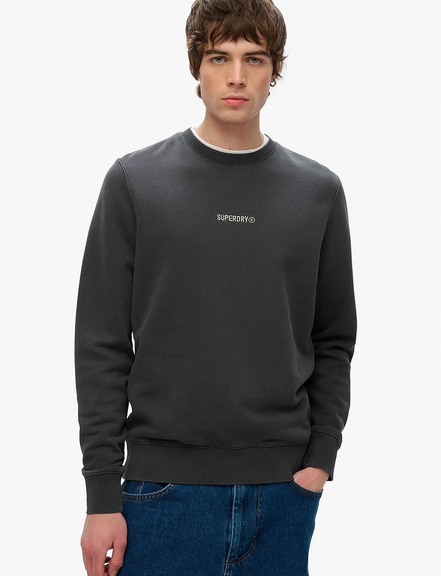 Superdry - MICRO LOGO CREW - kollektioner - washed black - 0
