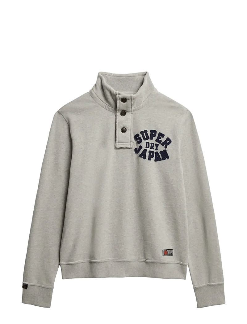 Superdry - VINTAGE ATHLETIC HALF BUTTON - kollektioner - vintage sweat light grey marl - 1