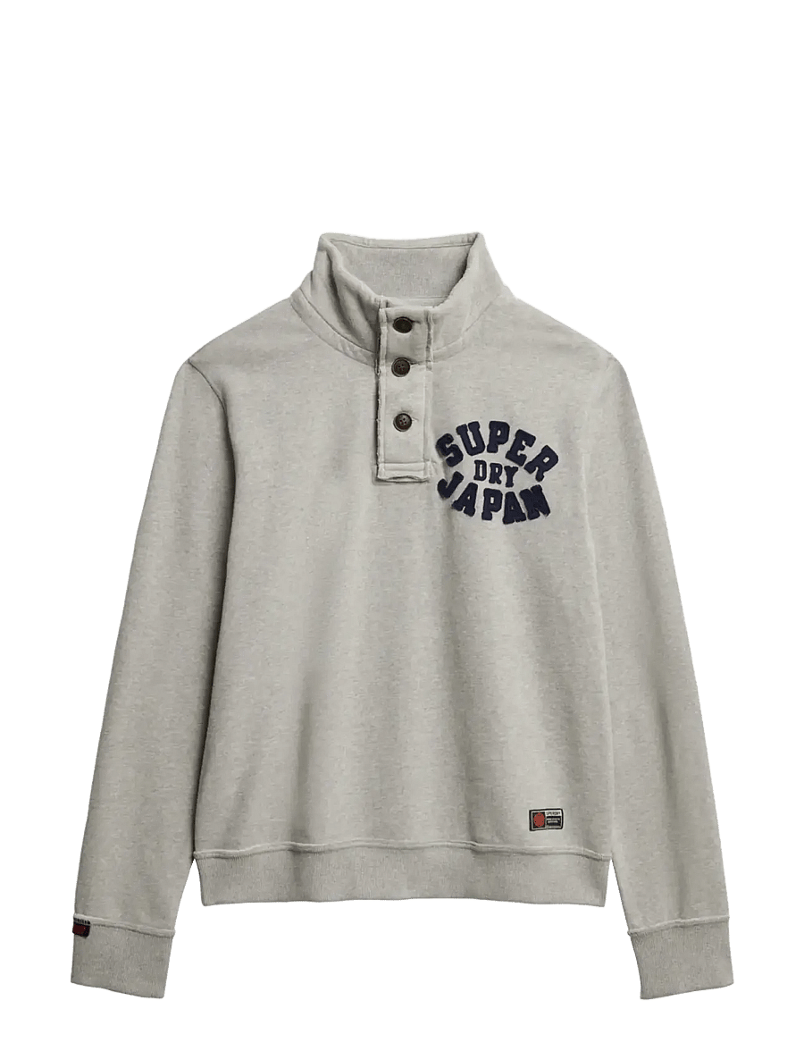 Superdry - VINTAGE ATHLETIC HALF BUTTON - kollektioner - vintage sweat light grey marl - 1