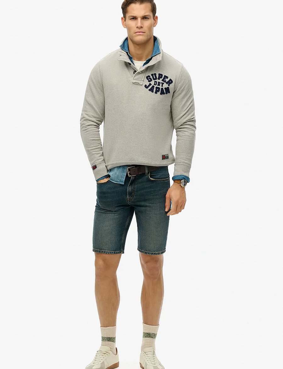 Superdry - VINTAGE ATHLETIC HALF BUTTON - kollektioner - vintage sweat light grey marl - 3