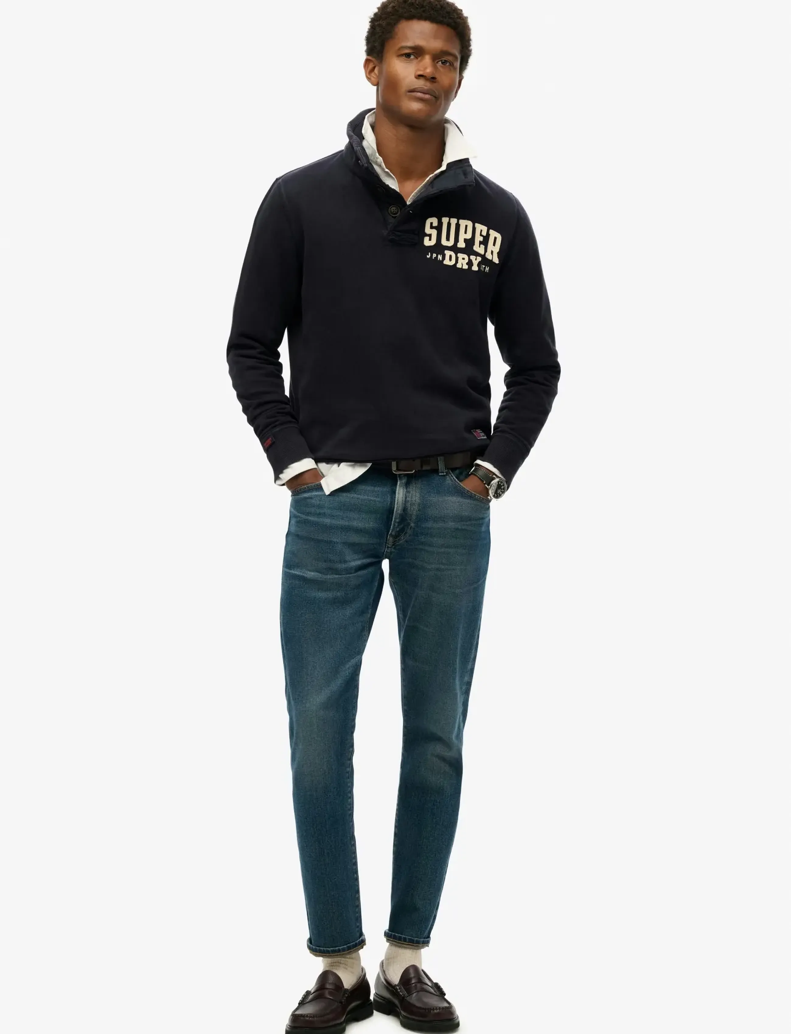 Superdry - VINTAGE ATHLETIC HALF BUTTON - sweatshirts - eclipse navy - 4