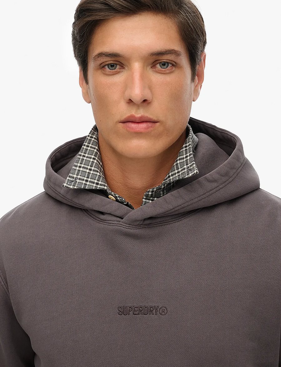 Superdry - MICRO LOGO HOOD - hættetrøjer - dark pebble grey - 2