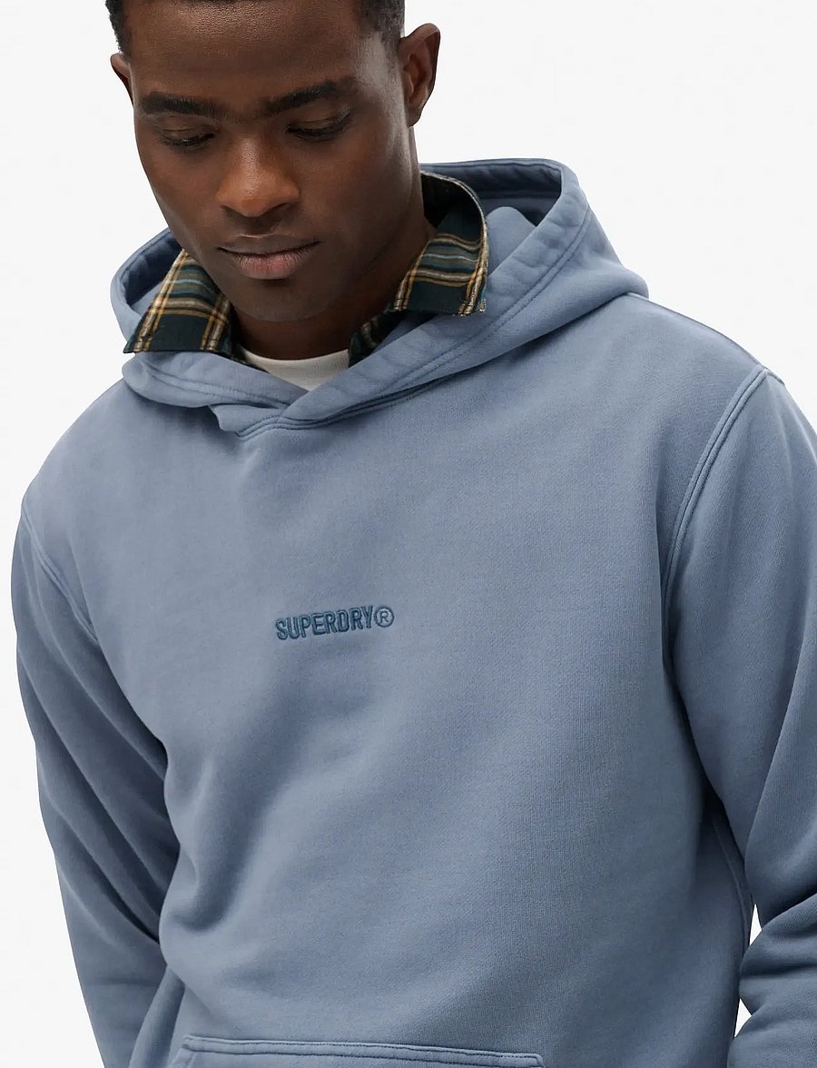 Superdry - MICRO LOGO HOOD - hoodies - flint stone blue grey - 4