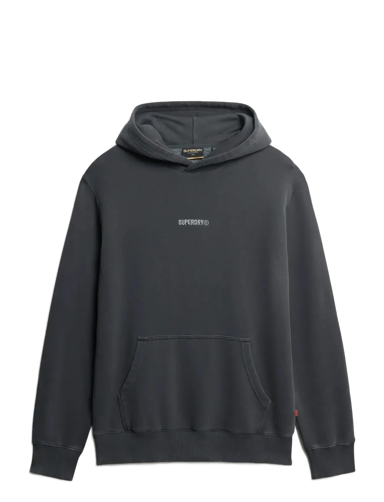 Superdry MICRO LOGO HOOD - Vaatteet - WASHED BLACK / grey