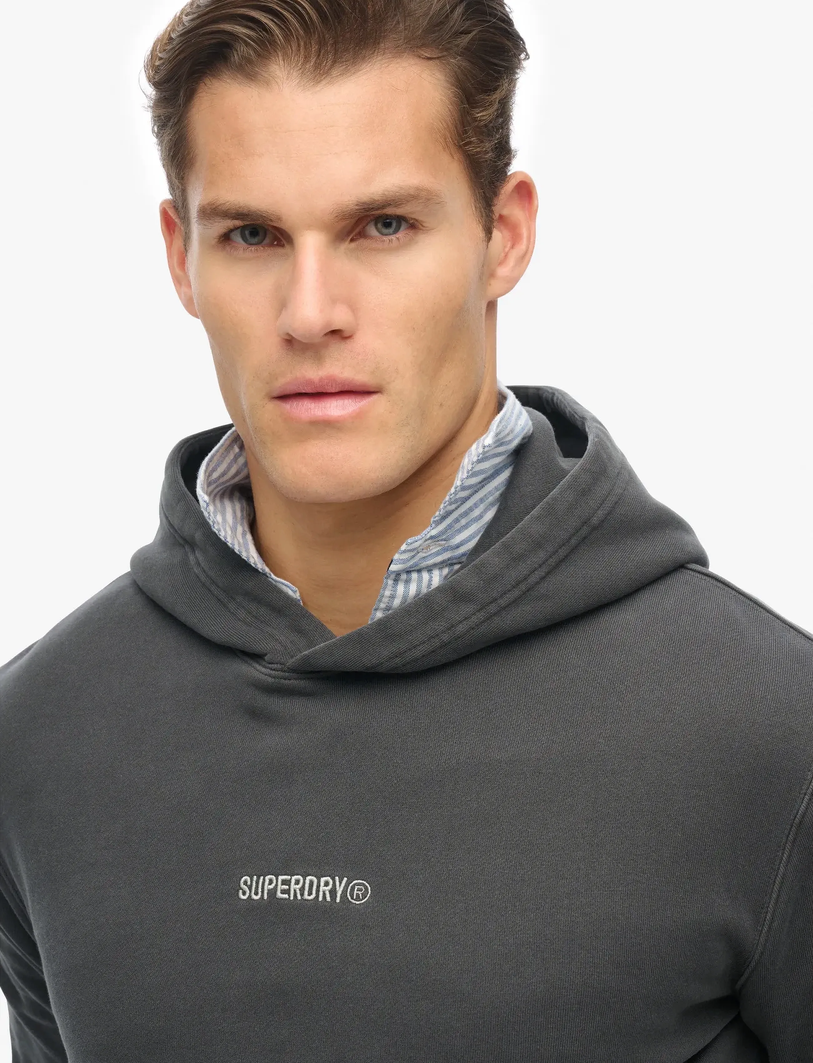 Superdry - MICRO LOGO HOOD - dressipluusid - washed black - 3