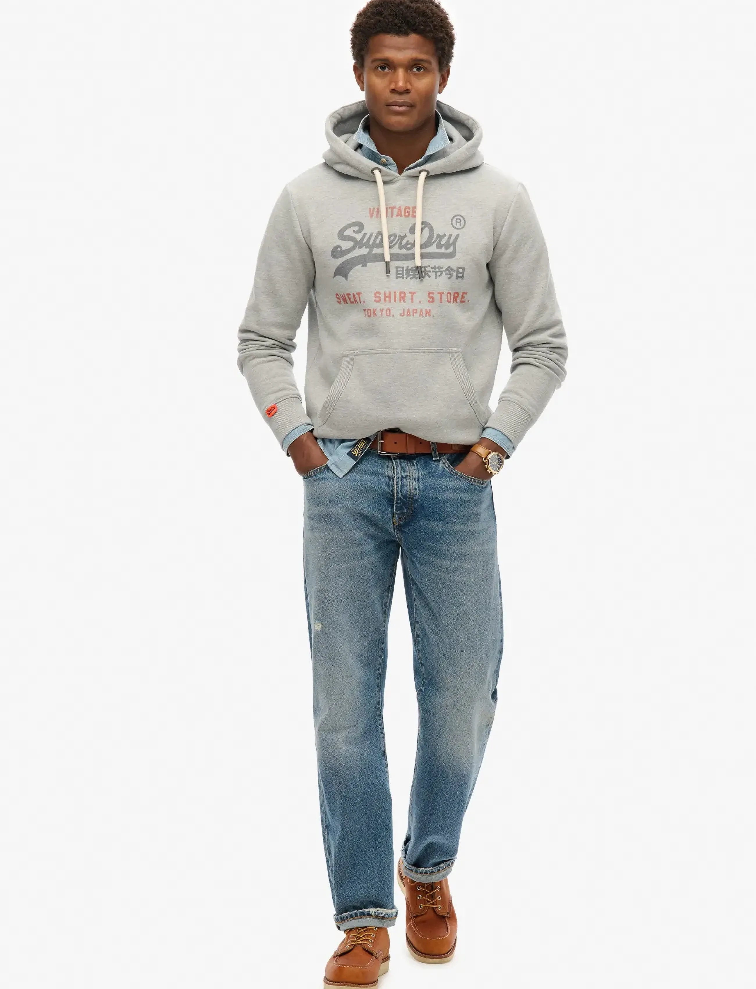 Superdry - VL HERITAGE RELAXED HOOD - kapuzenpullover - college grey marl - 3