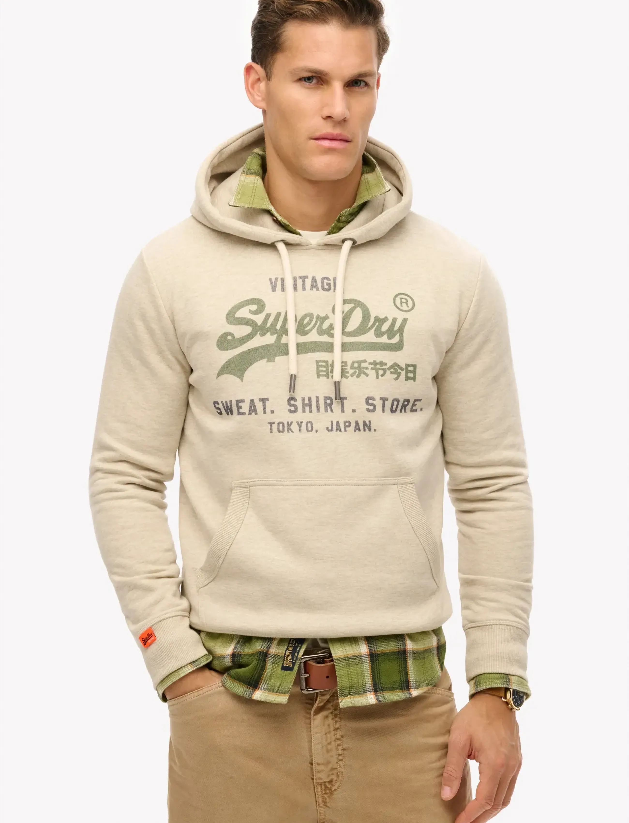 Superdry VL HERITAGE RELAXED HOOD - Riided - PELICAN BEIGE MARL / beige