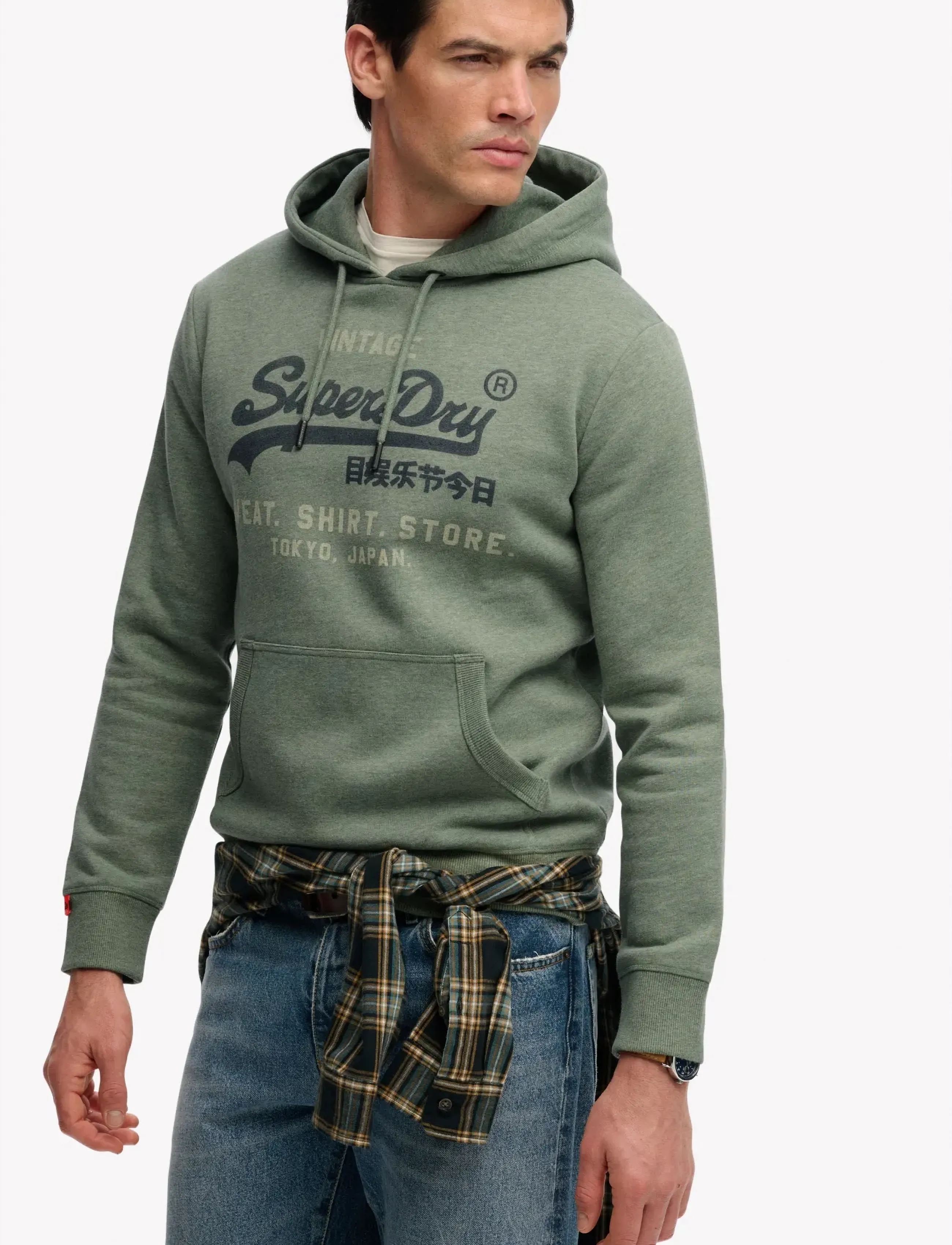 Superdry - VL HERITAGE RELAXED HOOD - hættetrøjer - thyme green marl - 4