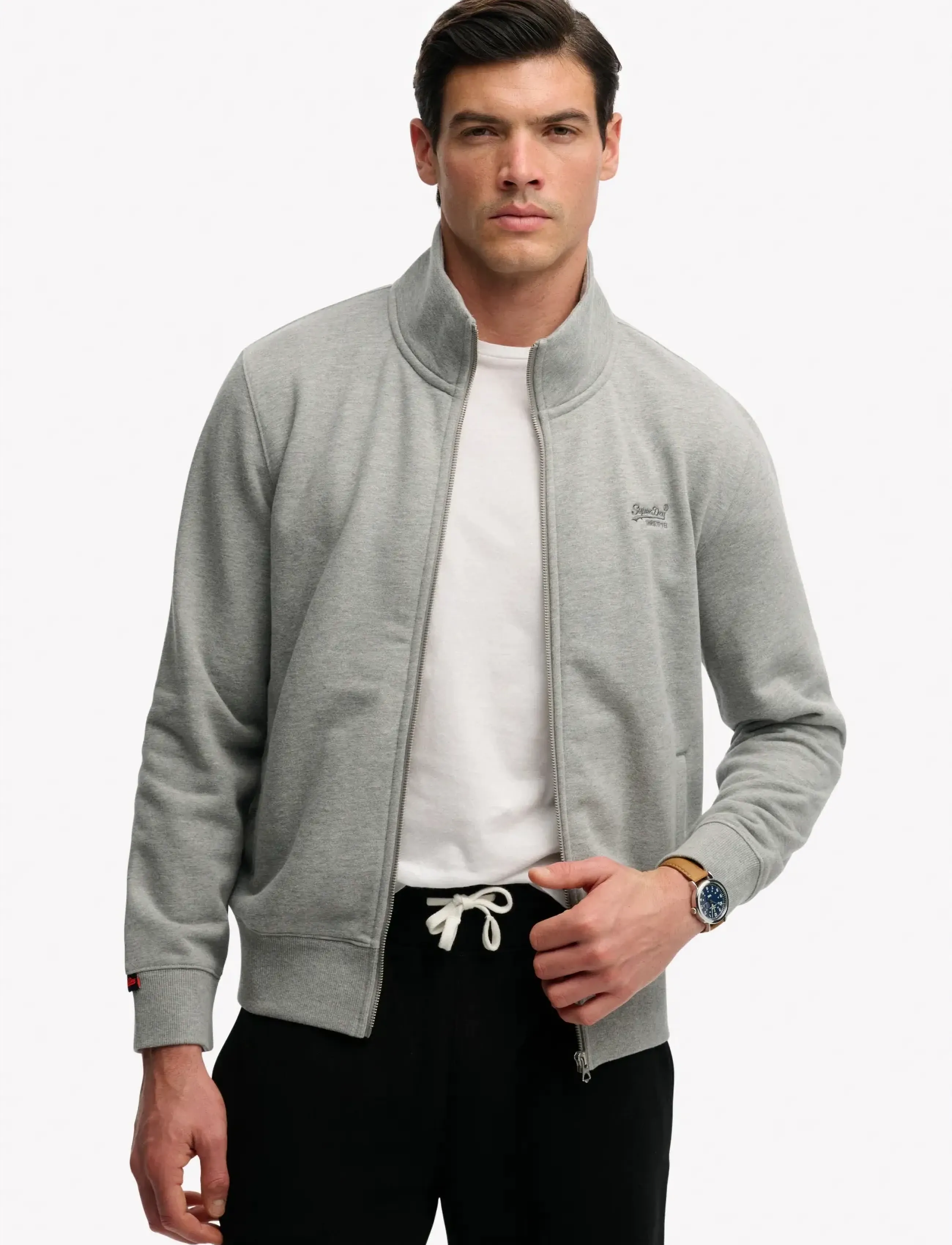 Superdry Essential Logo Track Top, M, Grey, Sweatshirts & Hættetrøjer > Sweatshirts, Herre