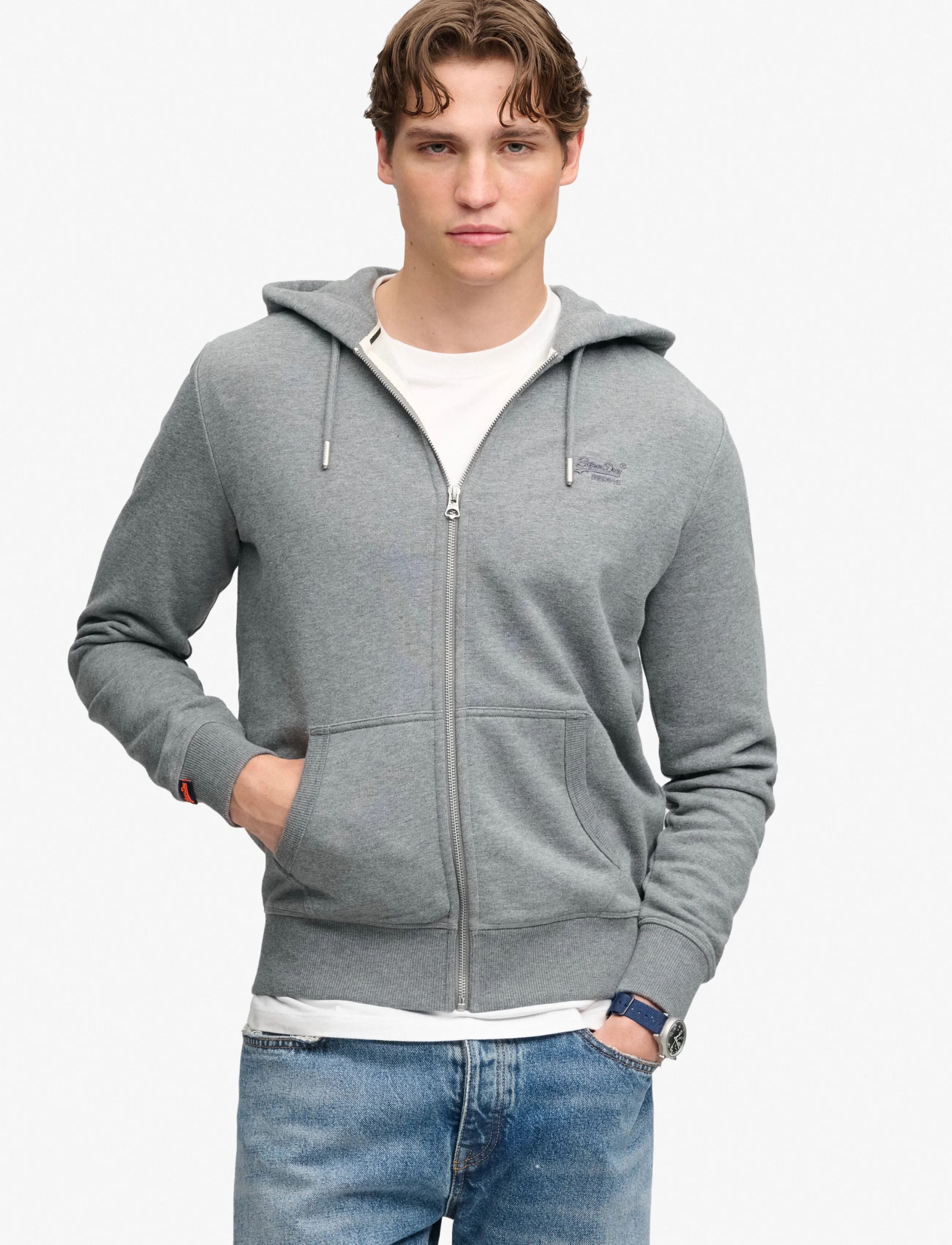 Superdry ESSENTIAL LOGO ZIP HOODIE HB - Kapuzenpullover - ANTIQUE GREY MARL / grey