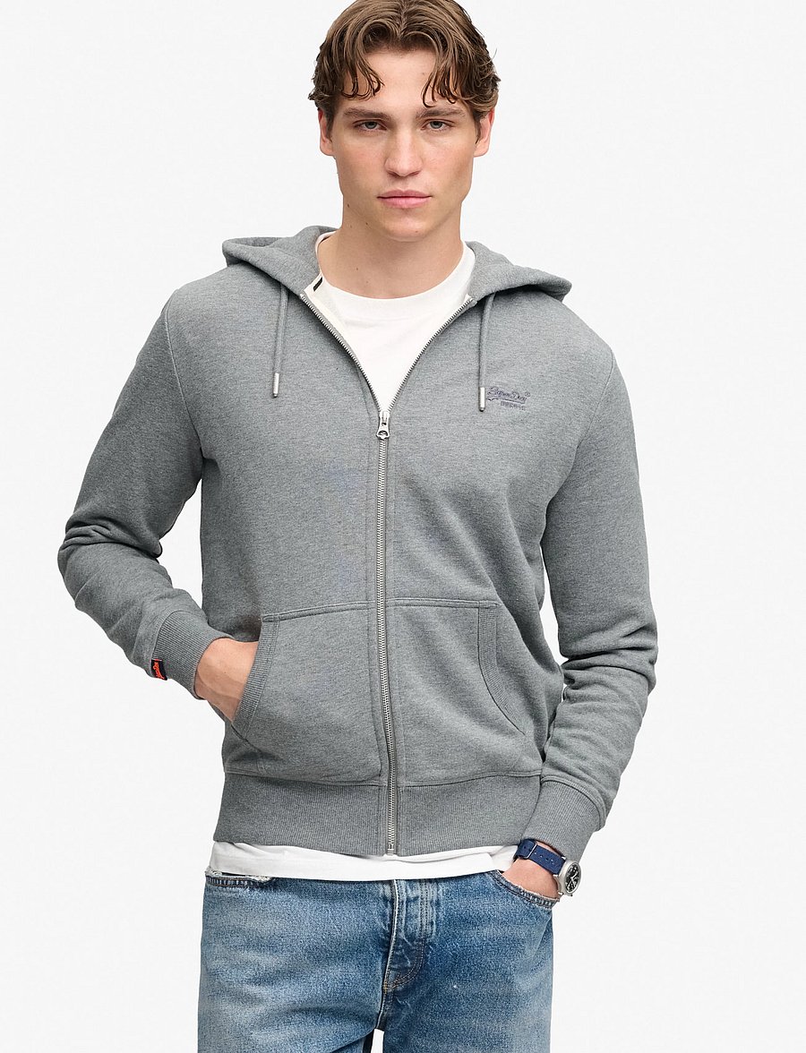 Superdry - ESSENTIAL LOGO ZIP HOODIE HB - kapuzenpullover - antique grey marl - 0