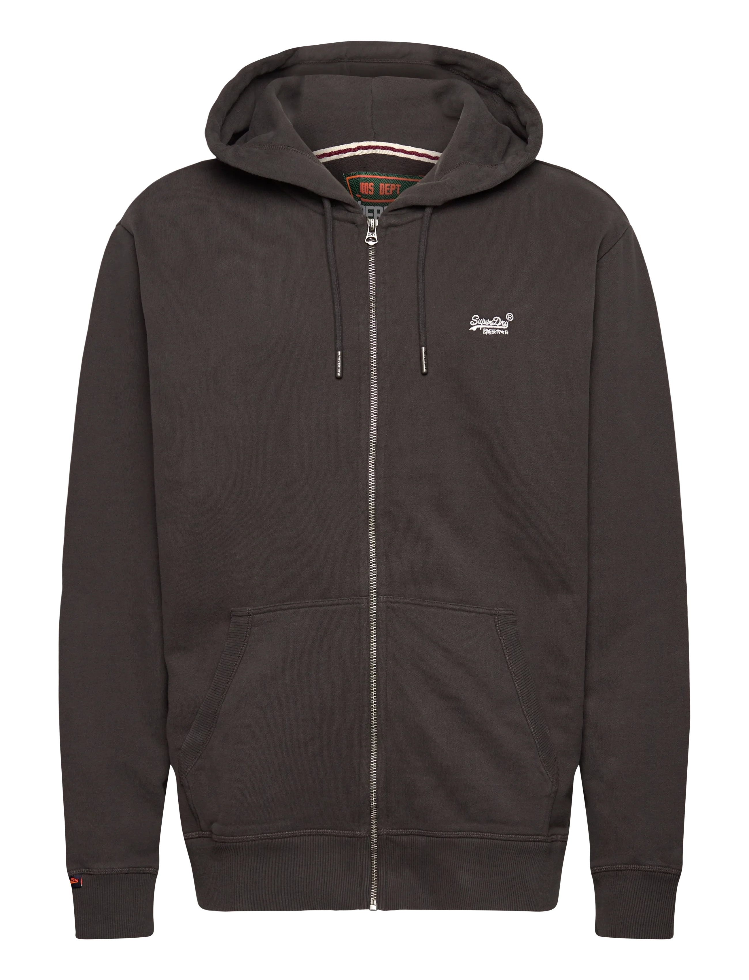 Superdry ESSENTIAL LOGO ZIP HOODIE HB - Riided - CARBON BLACK / brown