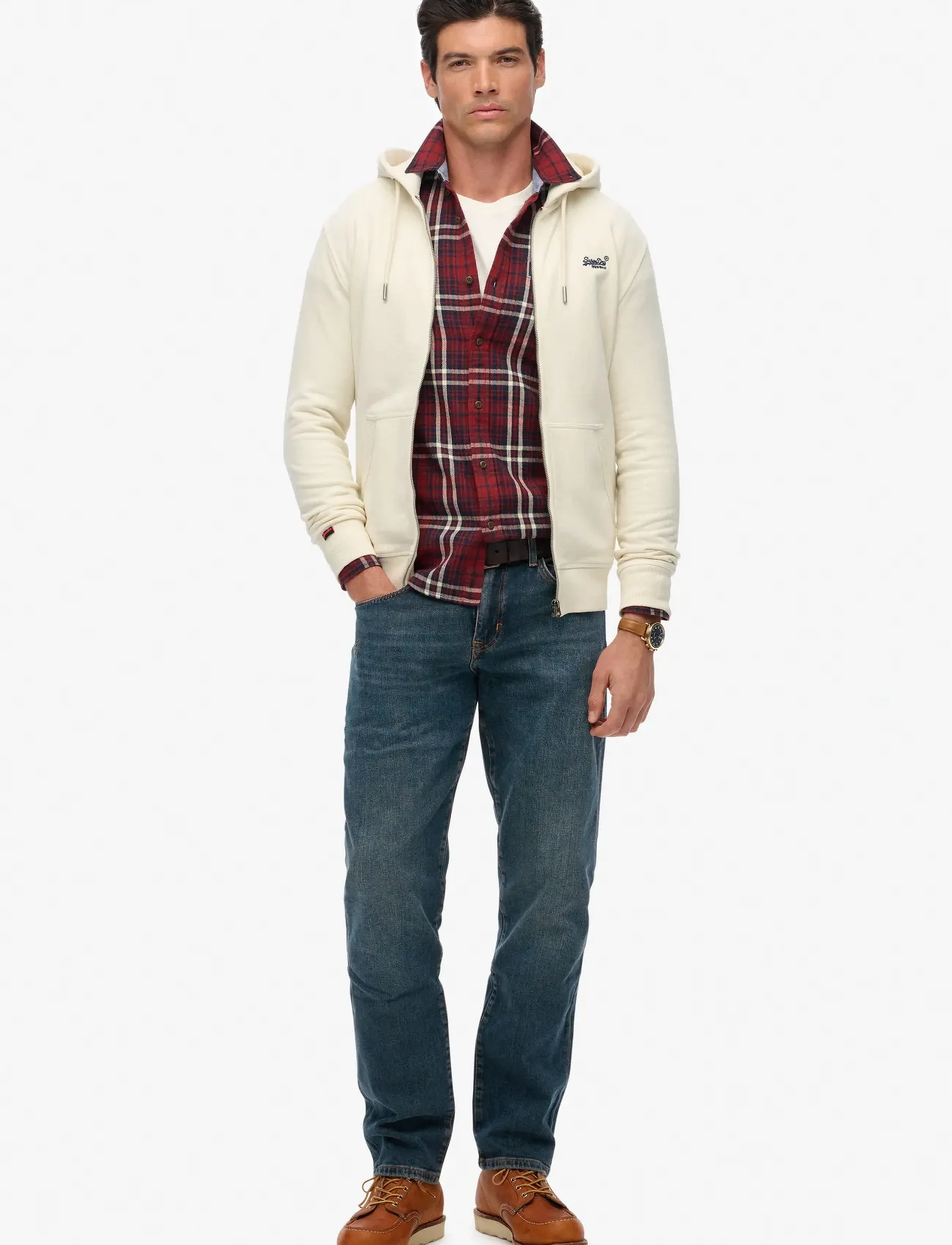 Superdry - ESSENTIAL LOGO ZIP HOODIE HB - hættetrøjer - dusty white - 2