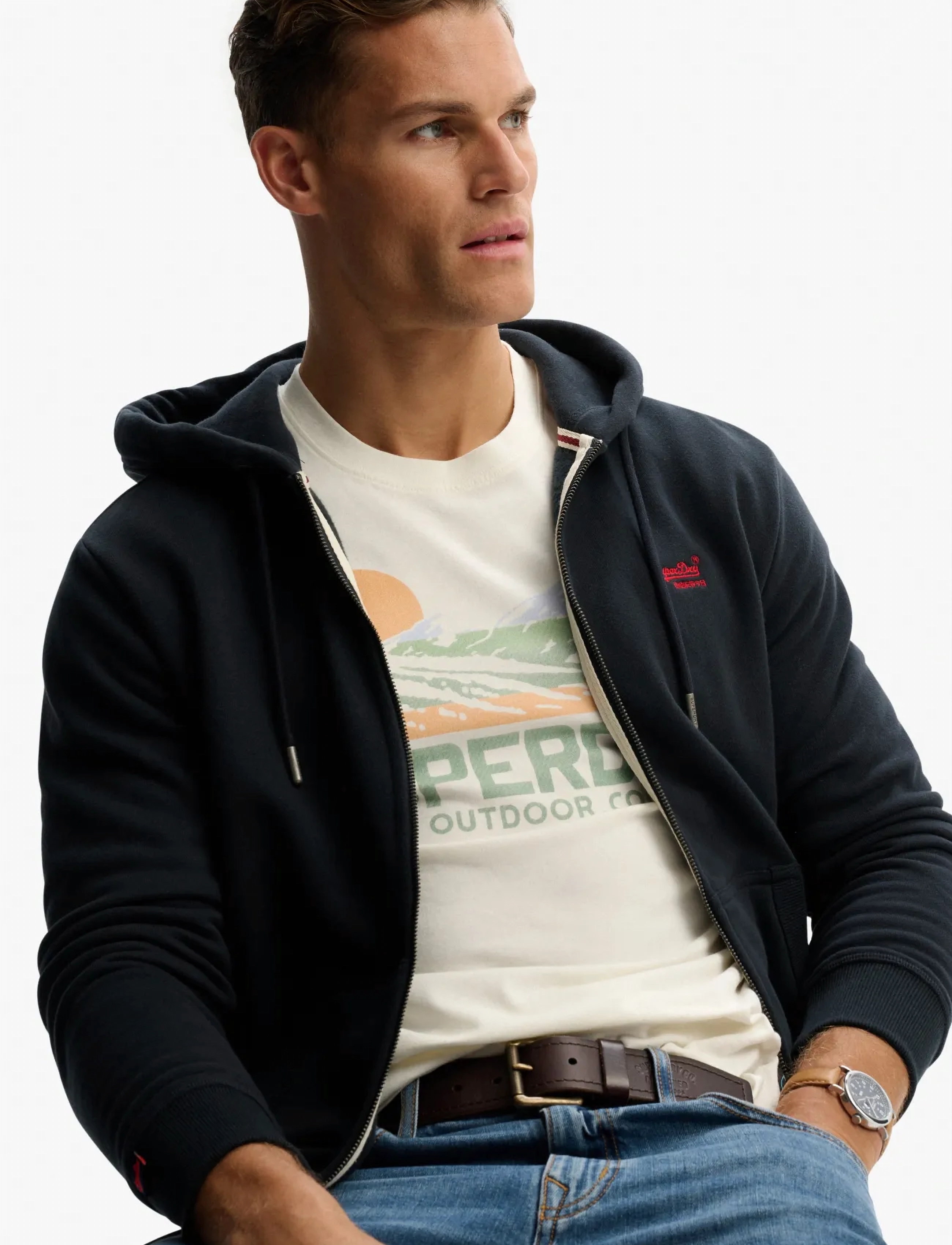 Superdry - ESSENTIAL LOGO ZIP HOODIE HB - sweatshirts - eclipse navy/red - 4