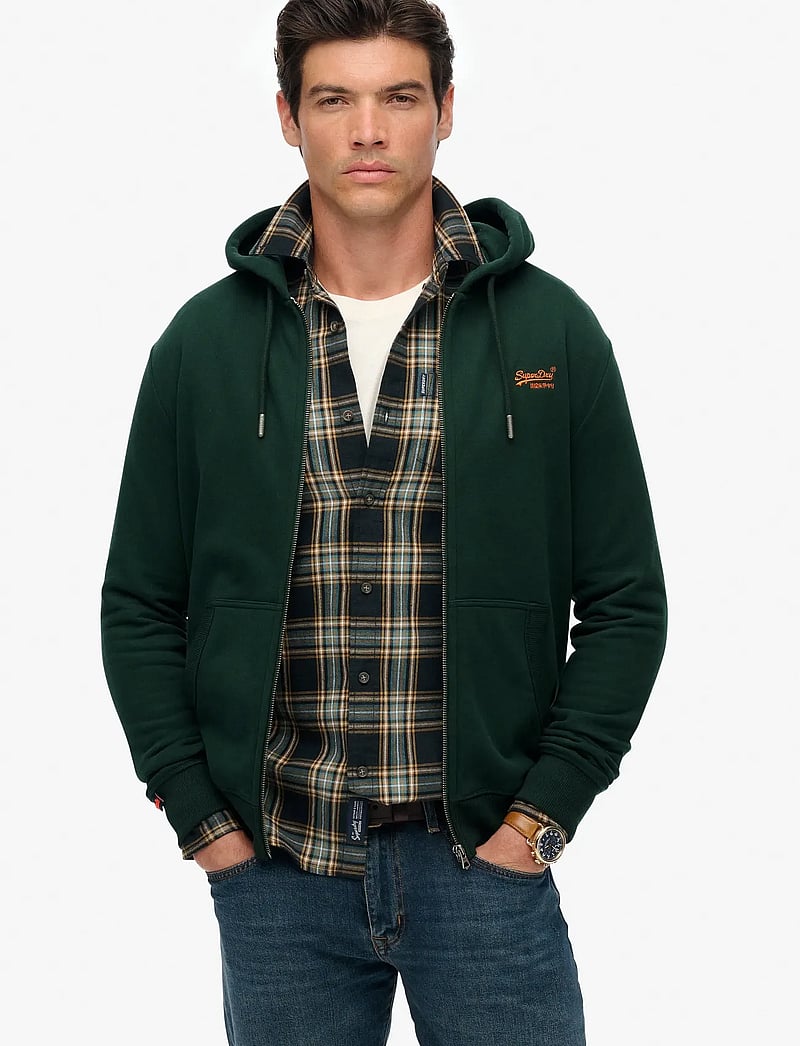 Superdry - ESSENTIAL LOGO ZIP HOODIE HB - hoodies - enamel green/orange - 0