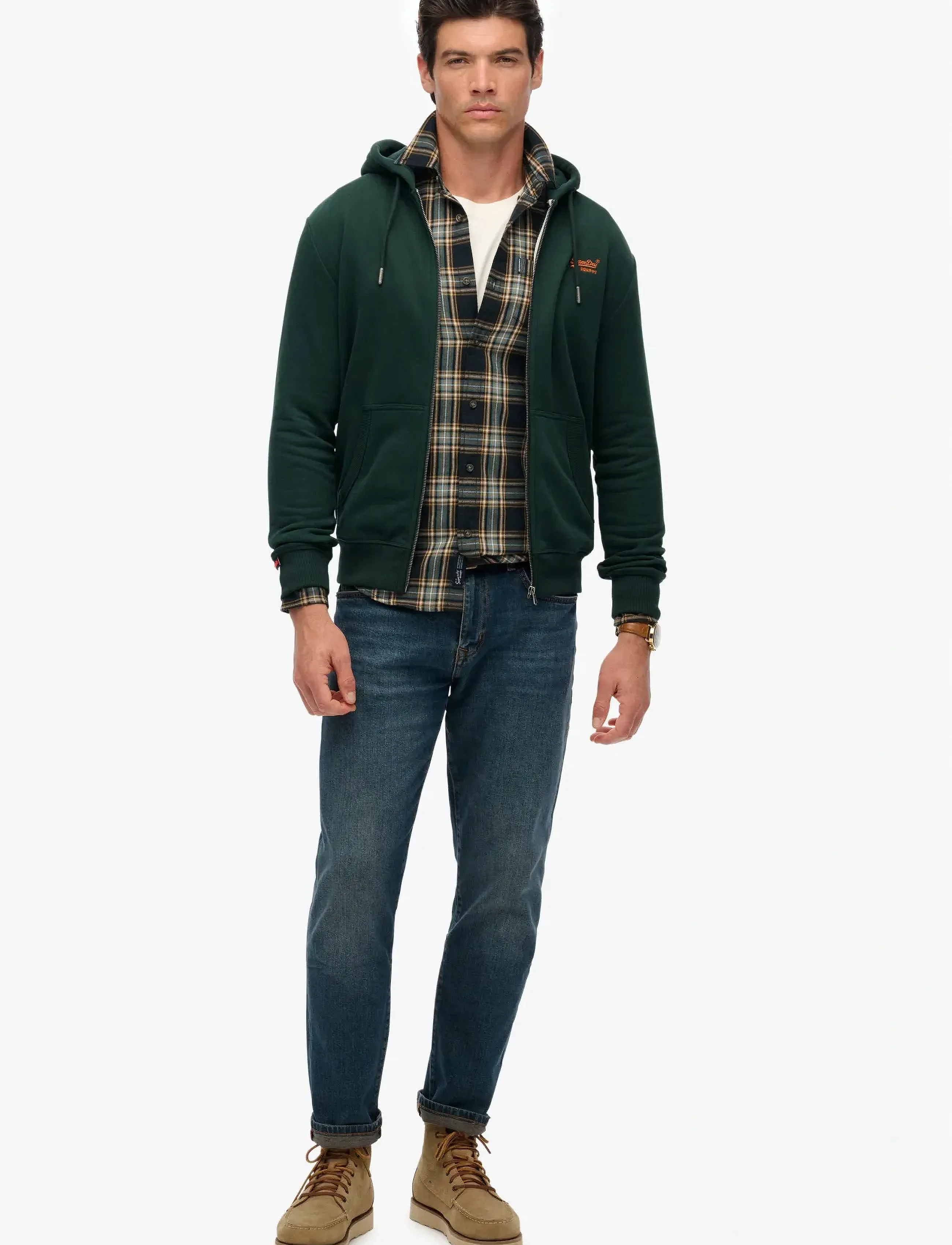 Superdry - ESSENTIAL LOGO ZIP HOODIE HB - hoodies - enamel green/orange - 2