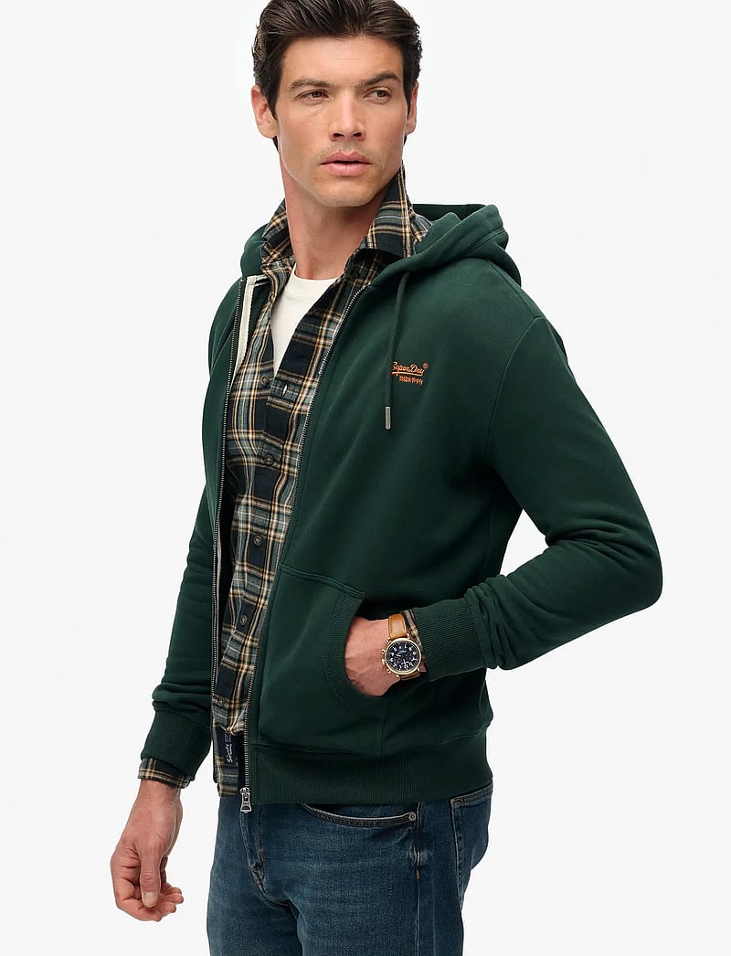 Superdry - ESSENTIAL LOGO ZIP HOODIE HB - hoodies - enamel green/orange - 4