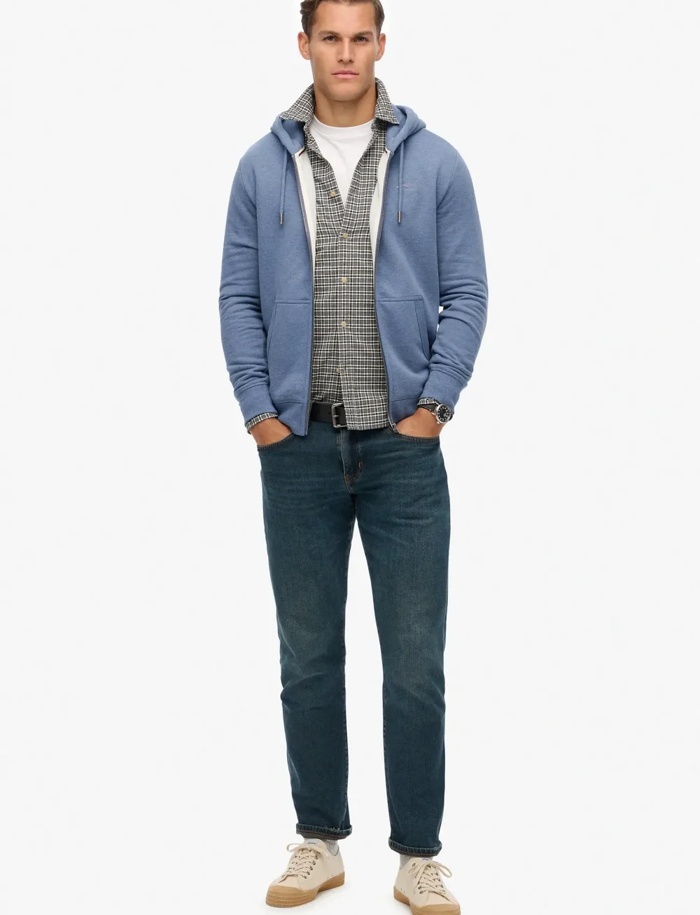 Superdry - ESSENTIAL LOGO ZIP HOODIE HB - kapuutsiga dressipluusid - jeans blue marl - 2