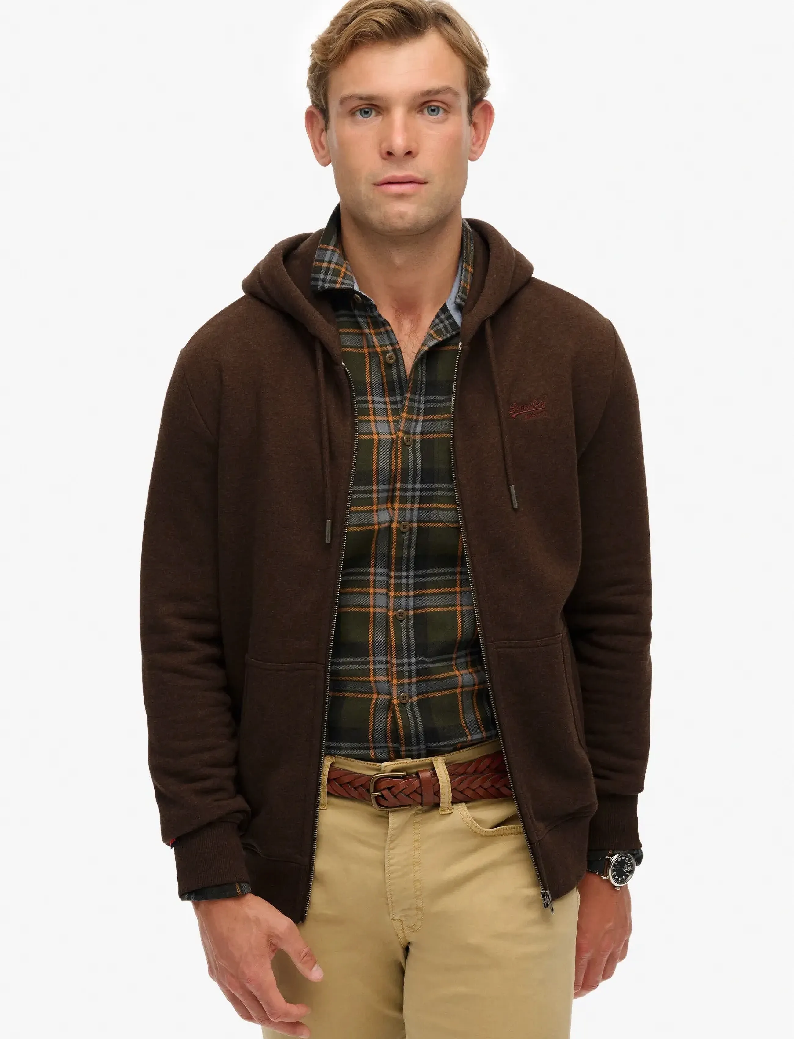 Superdry ESSENTIAL LOGO ZIP HOODIE HB - Sweatshirts - NUTMEG BROWN MARL / brown