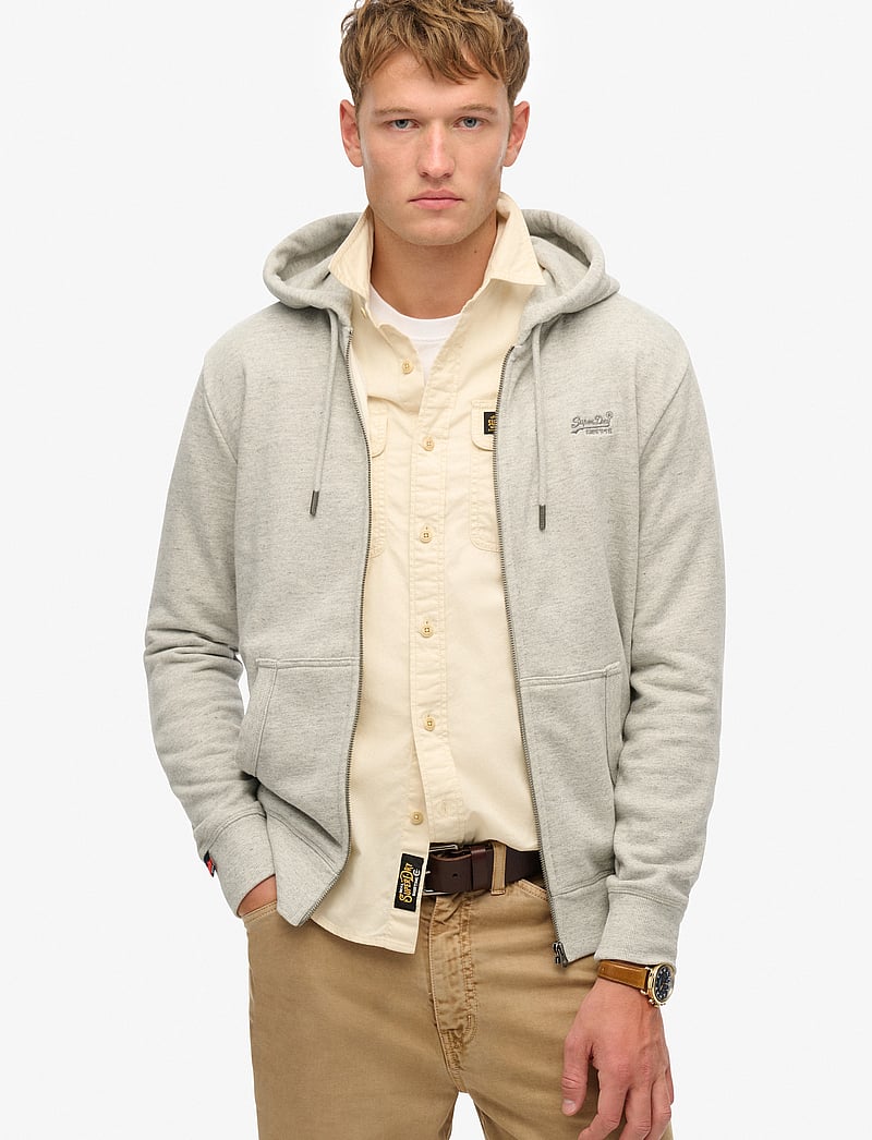 Superdry - ESSENTIAL LOGO ZIP HOODIE HB - kapuzenpullover - varsity grey grindle - 0