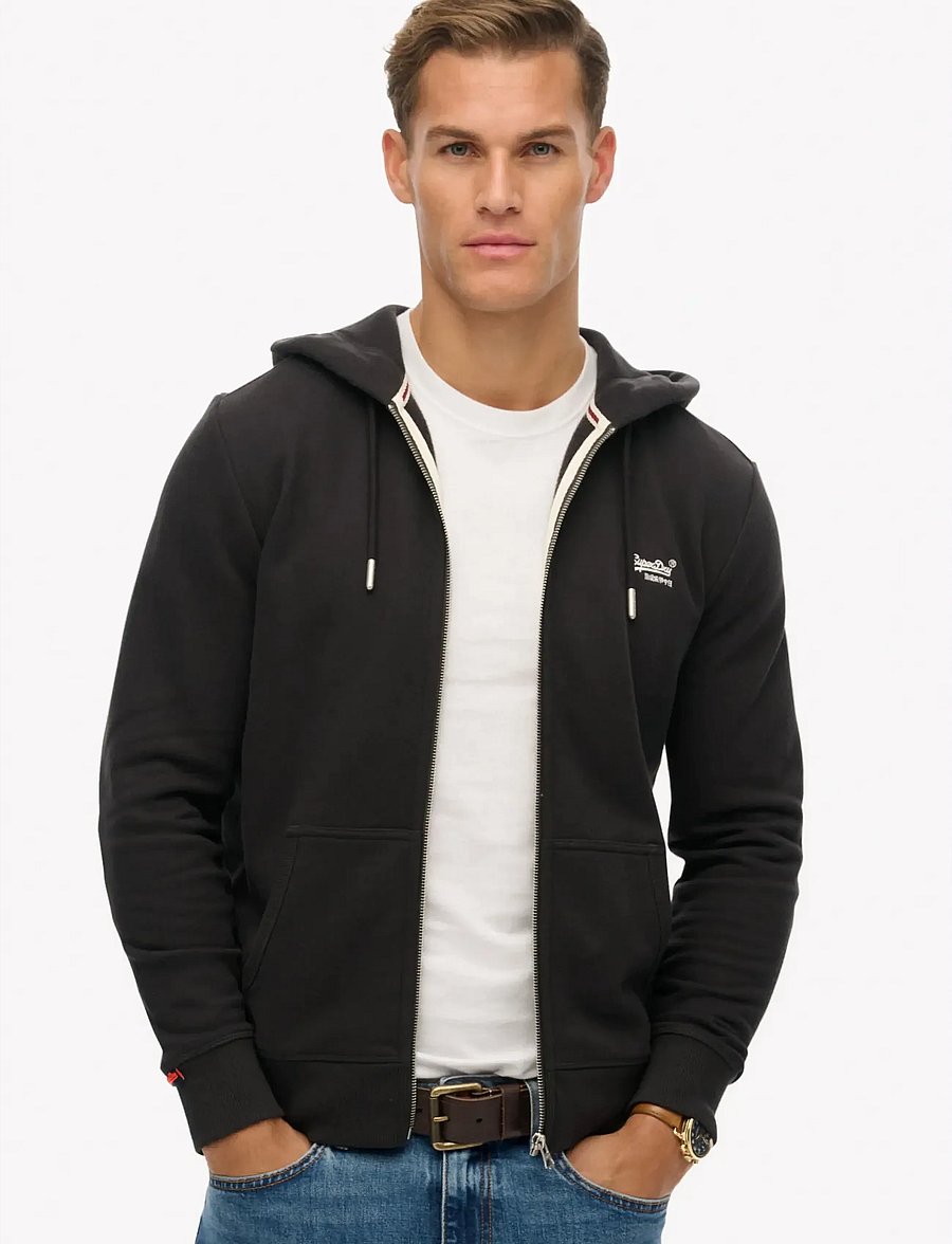 Superdry - ESSENTIAL LOGO ZIP HOODIE HB - hoodies - carbon black - 0