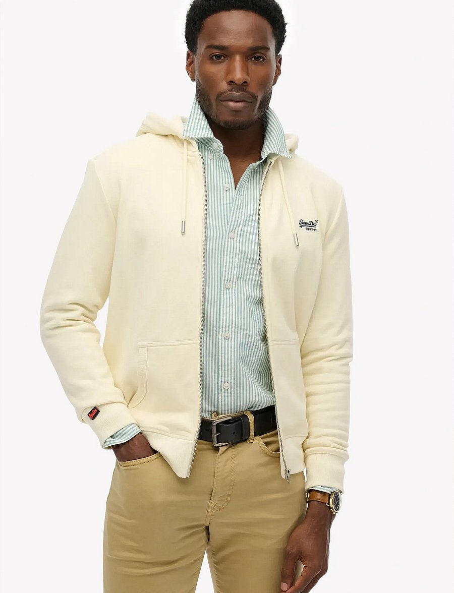Superdry - ESSENTIAL LOGO ZIP HOODIE HB - kapuutsiga dressipluusid - dusty white - 0