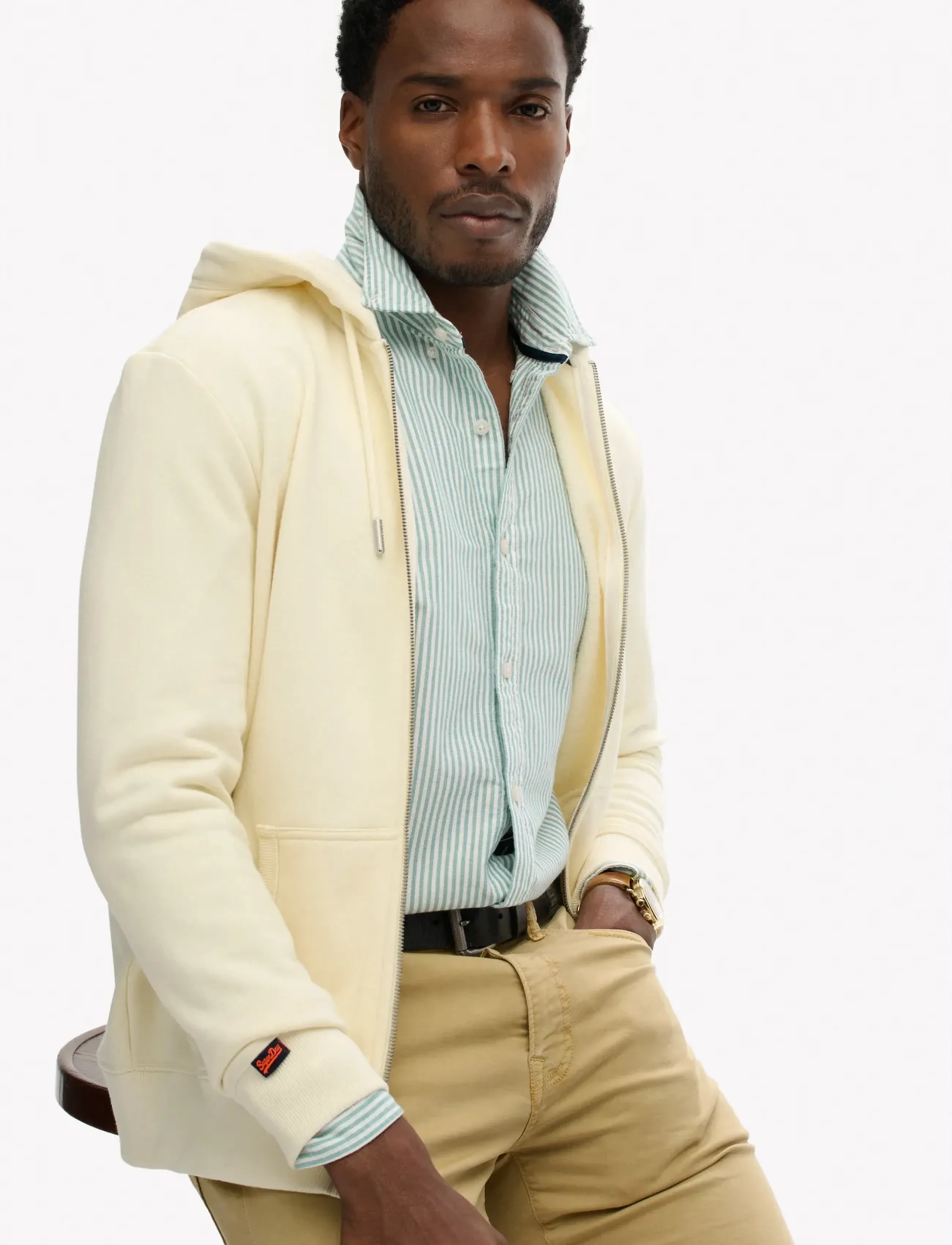 Superdry - ESSENTIAL LOGO ZIP HOODIE HB - sweatshirts - dusty white - 5