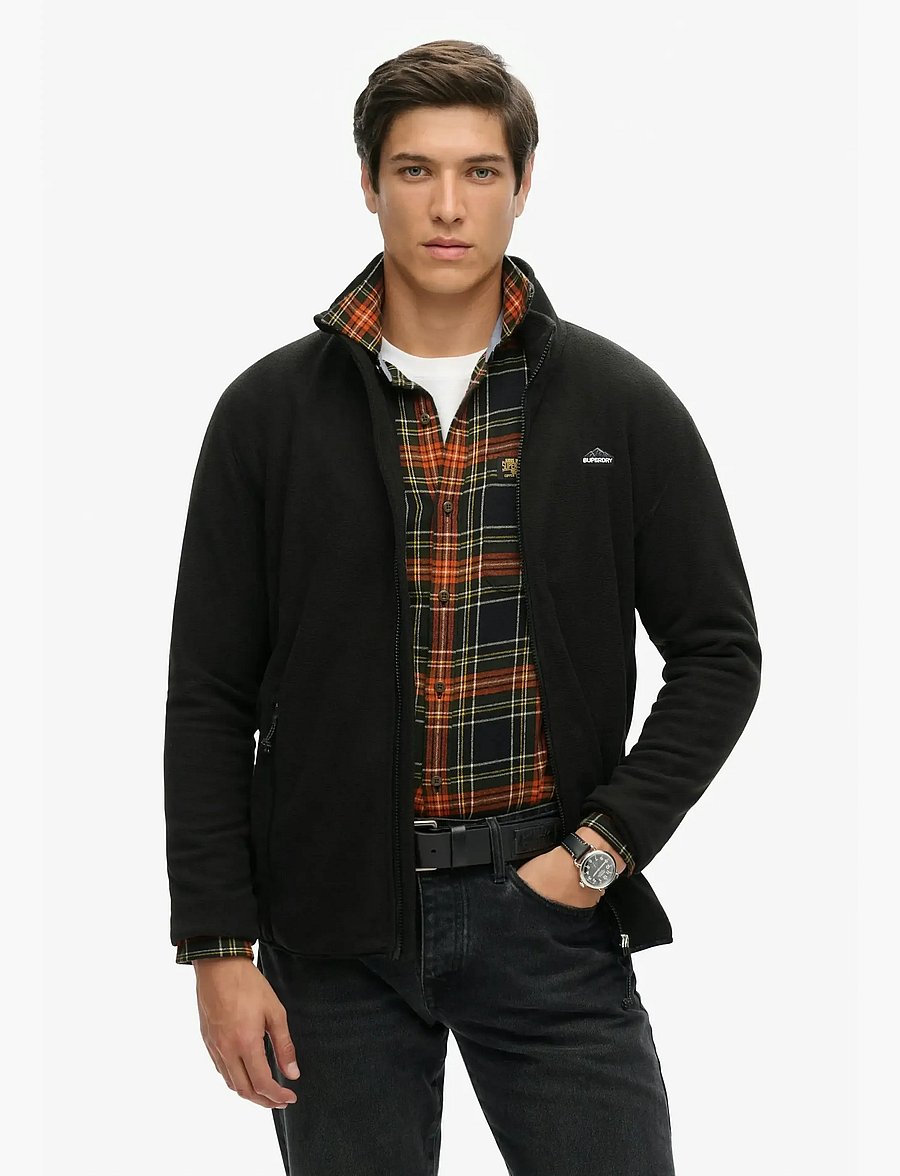 Superdry - POLAR FLEECE FULL ZIP - herbstjacken - black - 0