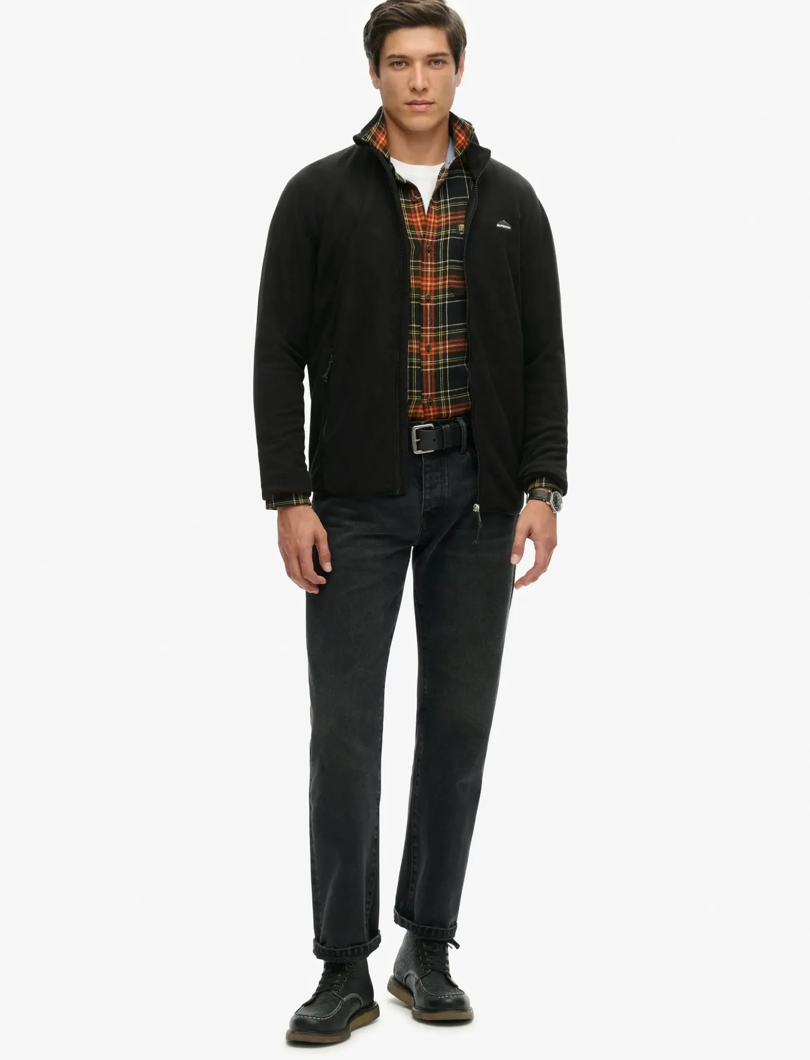 Superdry - POLAR FLEECE FULL ZIP - light jackets - black - 4