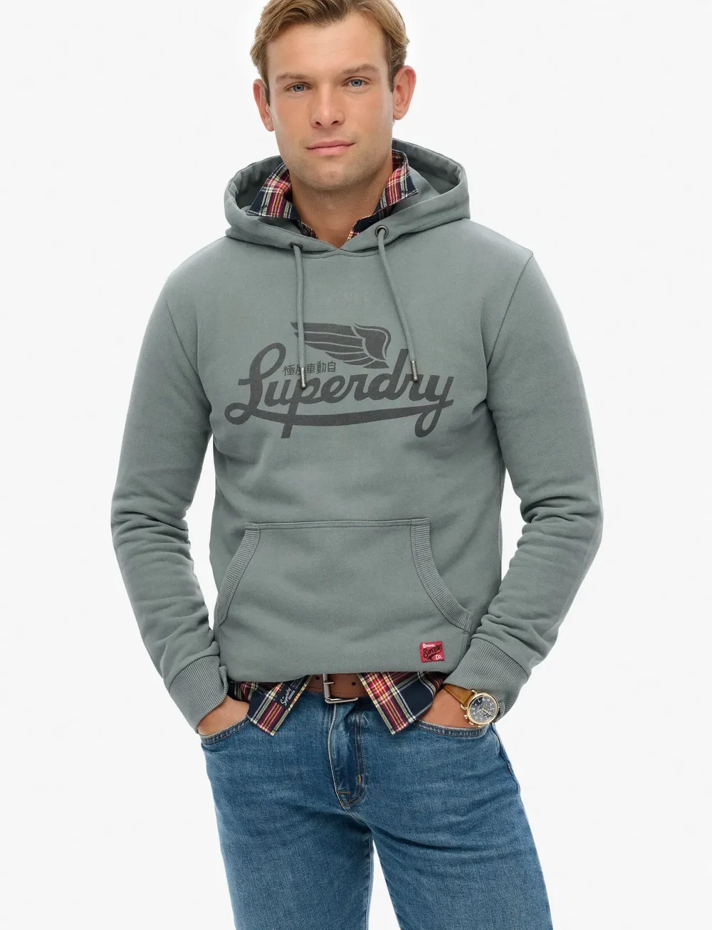Superdry - HERITAGE BRAND RELAXED HOOD - hoodies - stormy weather blue - 0