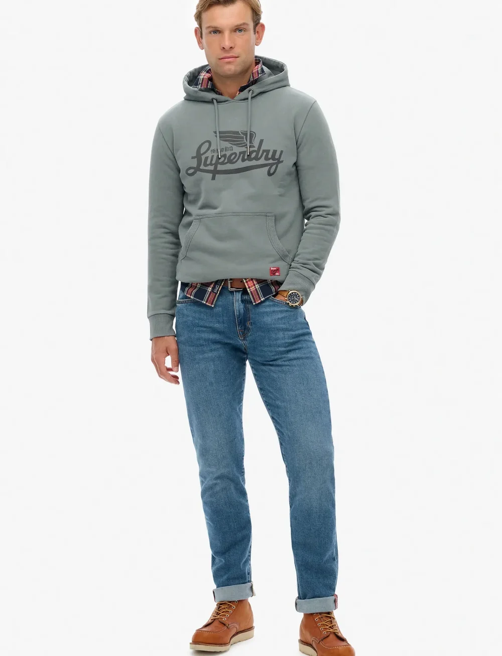 Superdry - HERITAGE BRAND RELAXED HOOD - hoodies - stormy weather blue - 2