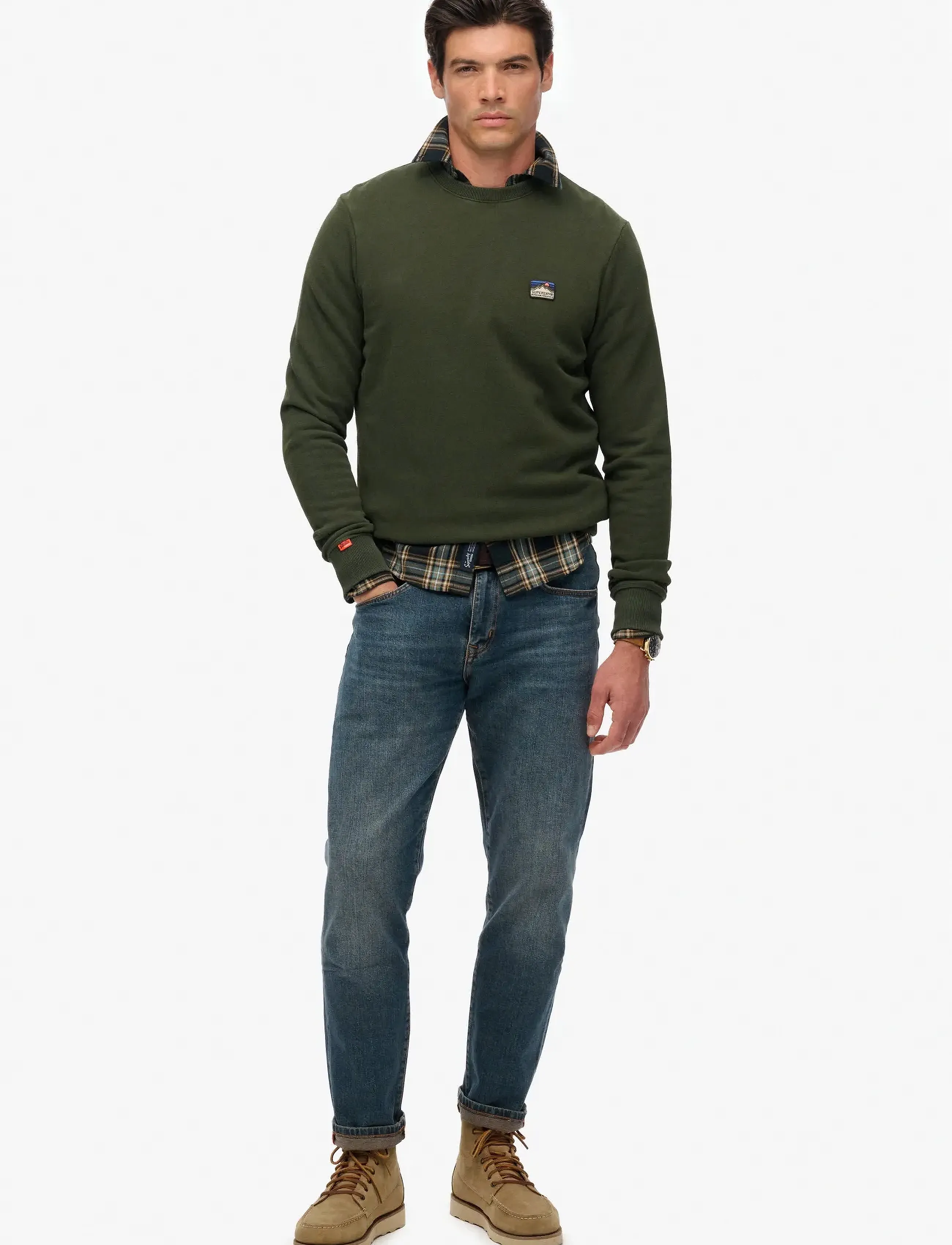 Superdry - GREAT OUTDOORS EMB RLXD SWEAT - Ümmarguse kaelusega kudumid - surplus goods olive green - 2