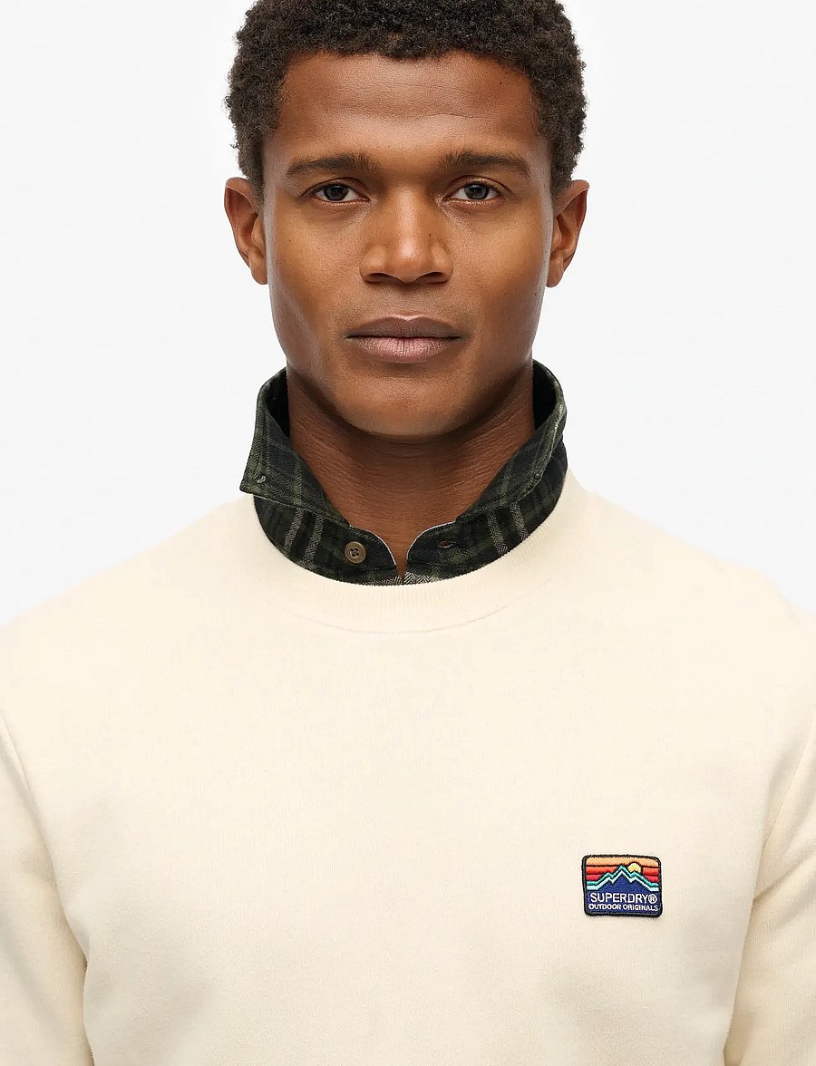 Superdry - GREAT OUTDOORS EMB RLXD SWEAT - round necks - oatmeal beige - 3