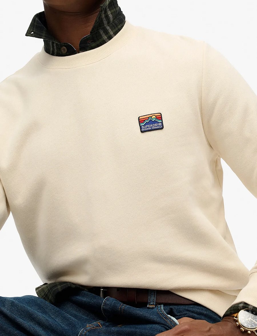 Superdry - GREAT OUTDOORS EMB RLXD SWEAT - round necks - oatmeal beige - 4
