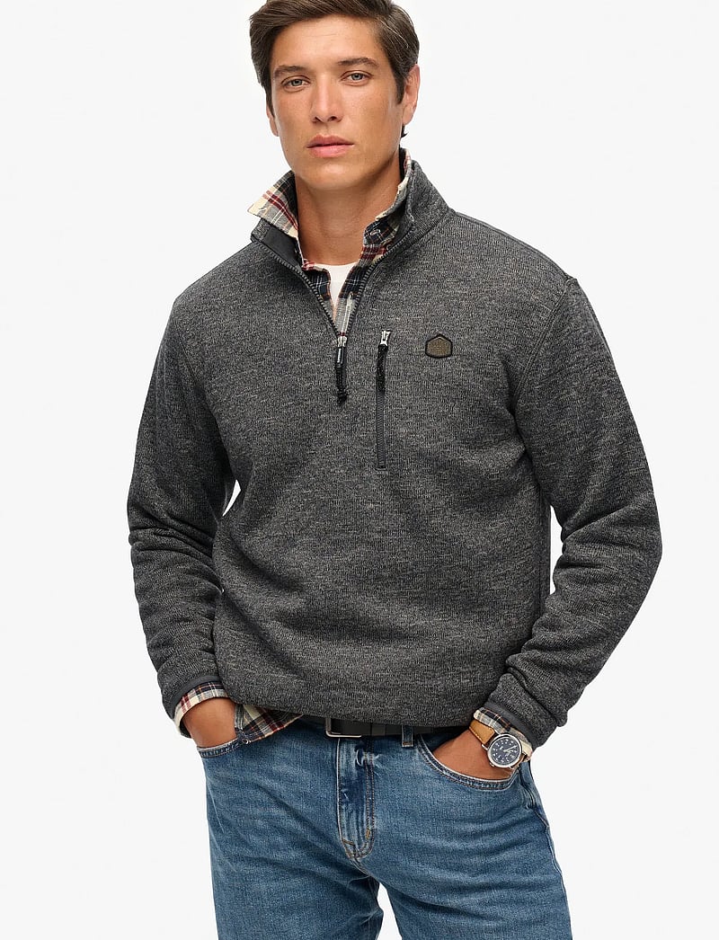 Superdry - STORM FLEECE HALF ZIP - teddy kampsunid - storm charcoal grey slub - 0