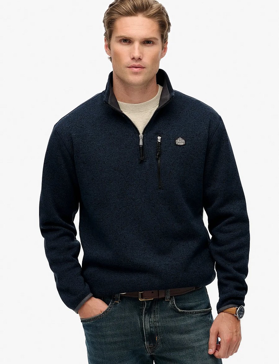 Superdry - STORM FLEECE HALF ZIP - storm navy grit - 0