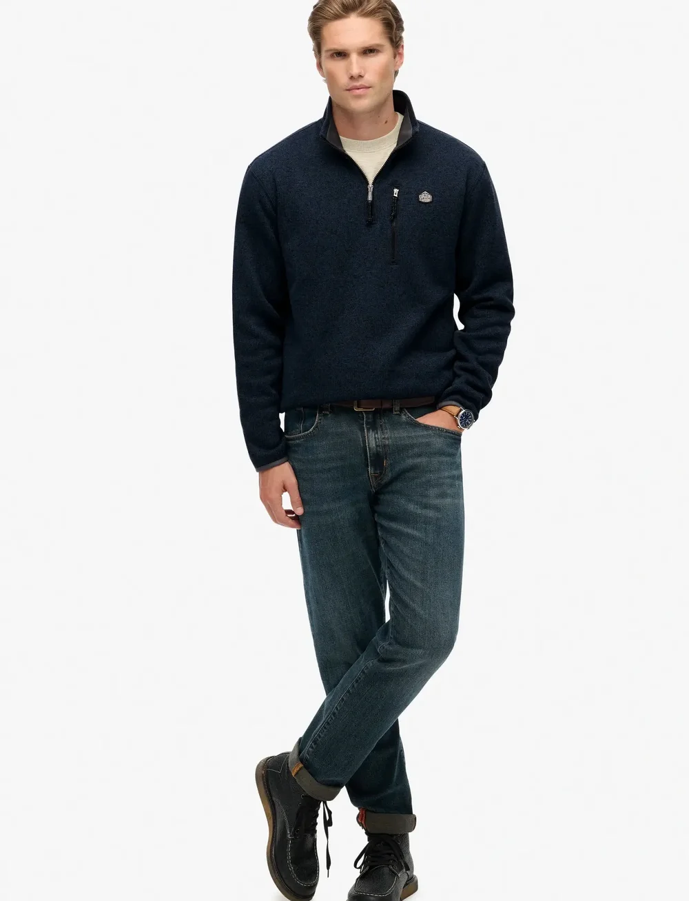 Superdry - STORM FLEECE HALF ZIP - teddy sweaters - storm navy grit - 4