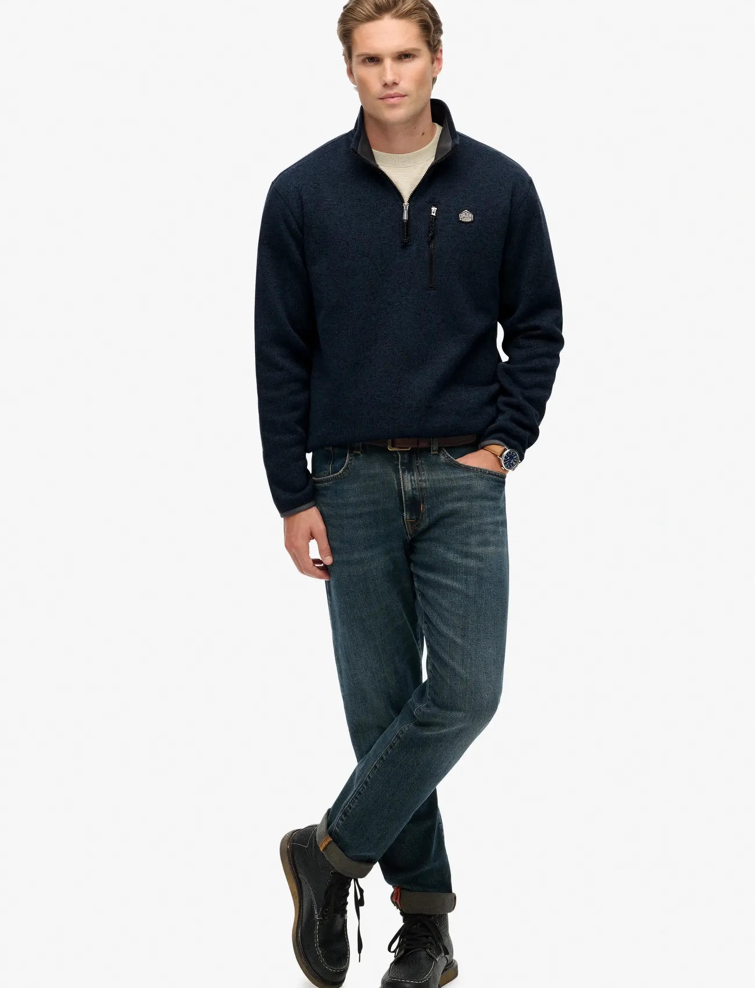 Superdry - STORM FLEECE HALF ZIP - storm navy grit - 4