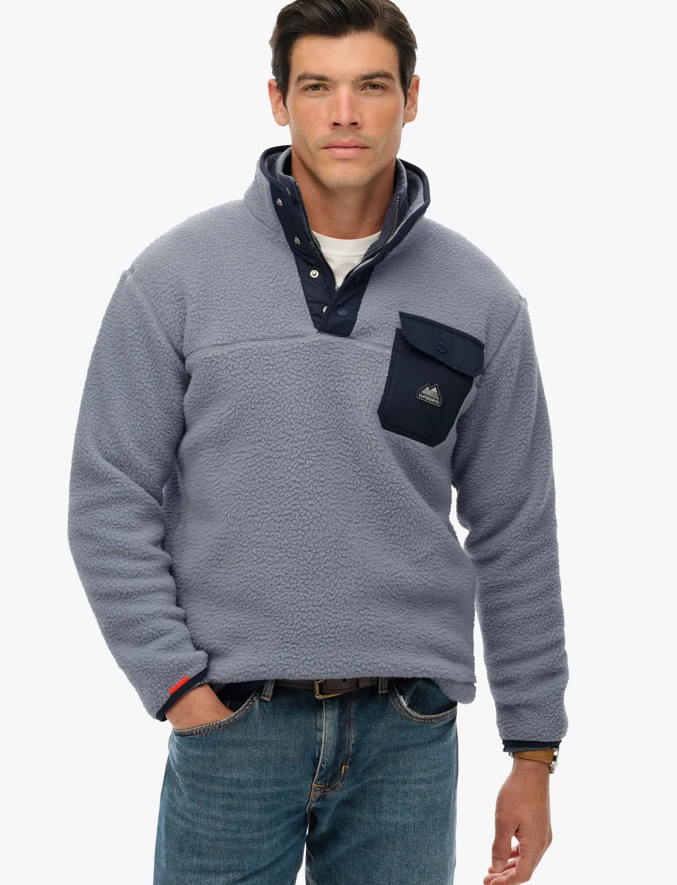 Superdry Fuji Fleece Half Zip, XXL, Grey, Sweatshirts & Hoodies > Fleeces, Herre