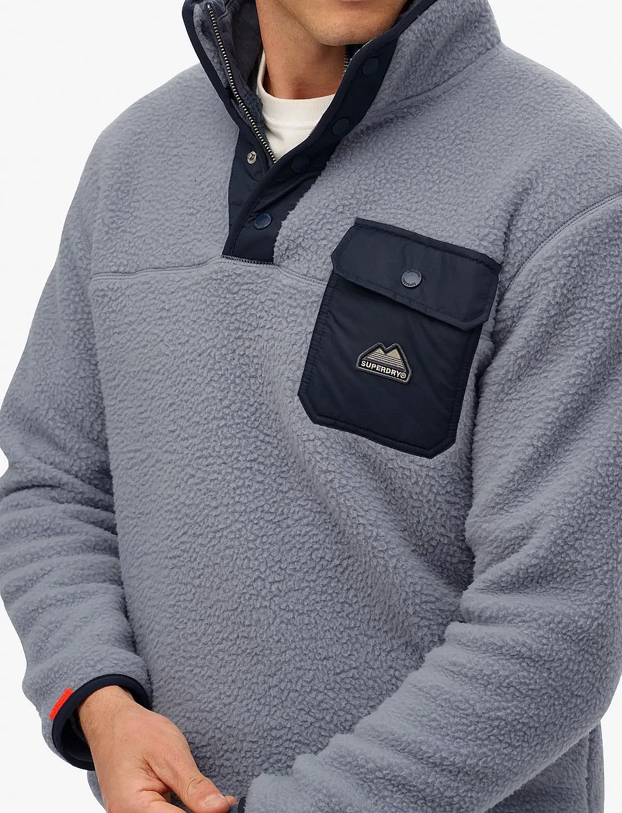 Superdry - FUJI FLEECE HALF ZIP - teddy kampsunid - washed denim blue - 4