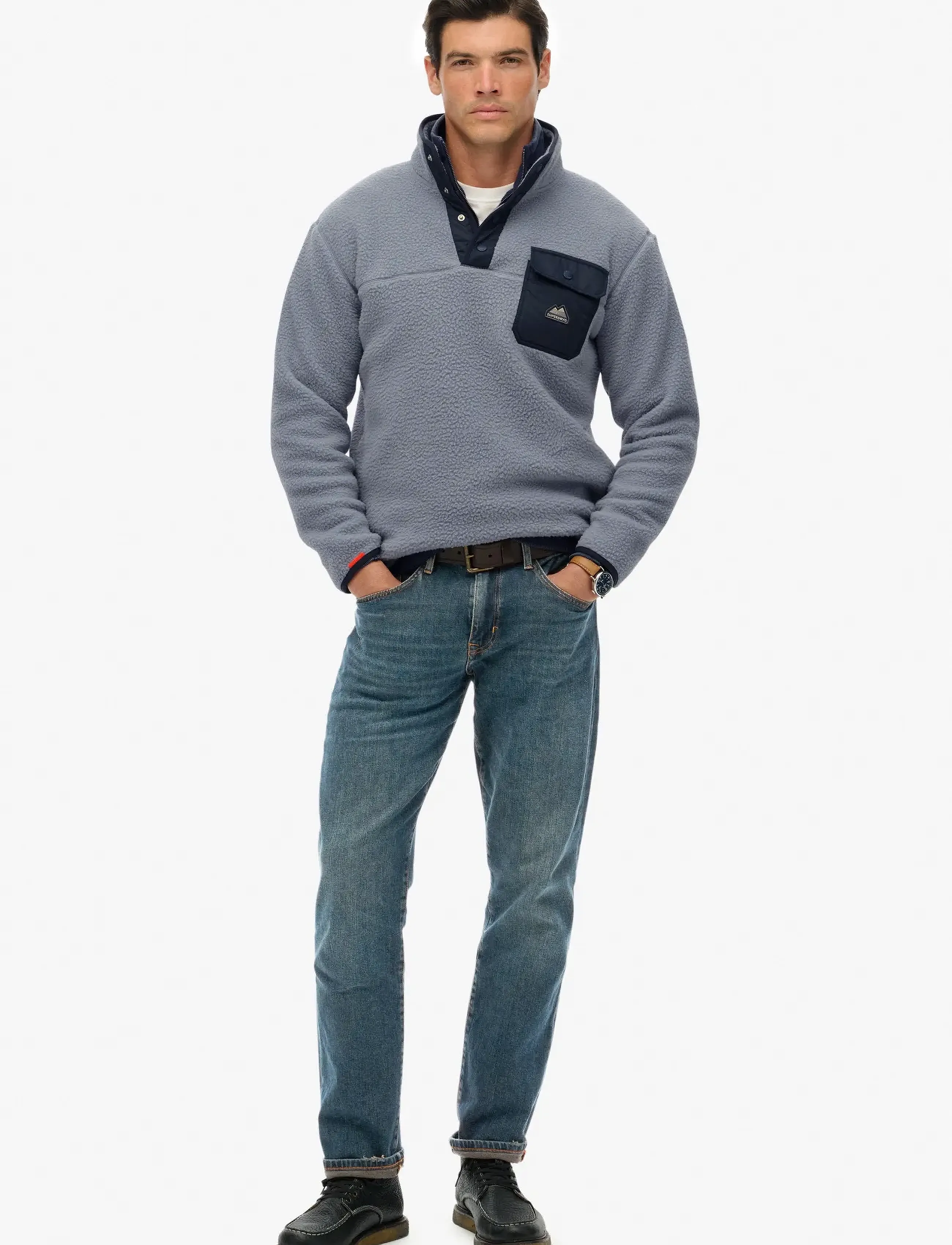 Superdry - FUJI FLEECE HALF ZIP - dressipluusid - washed denim blue - 5