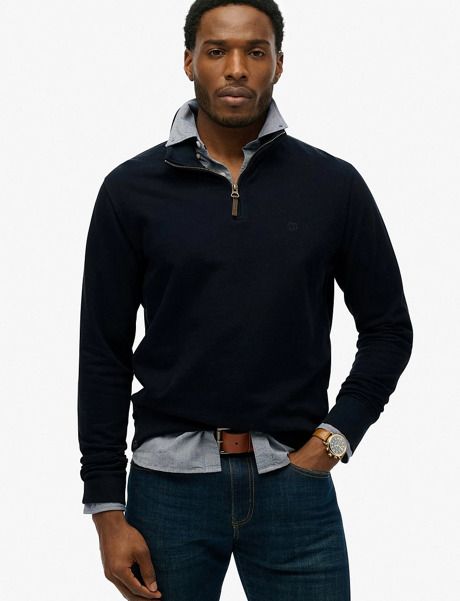 Superdry - CLASSIC ESSENTIAL HALF ZIP - sweatshirts - super dark navy - 0