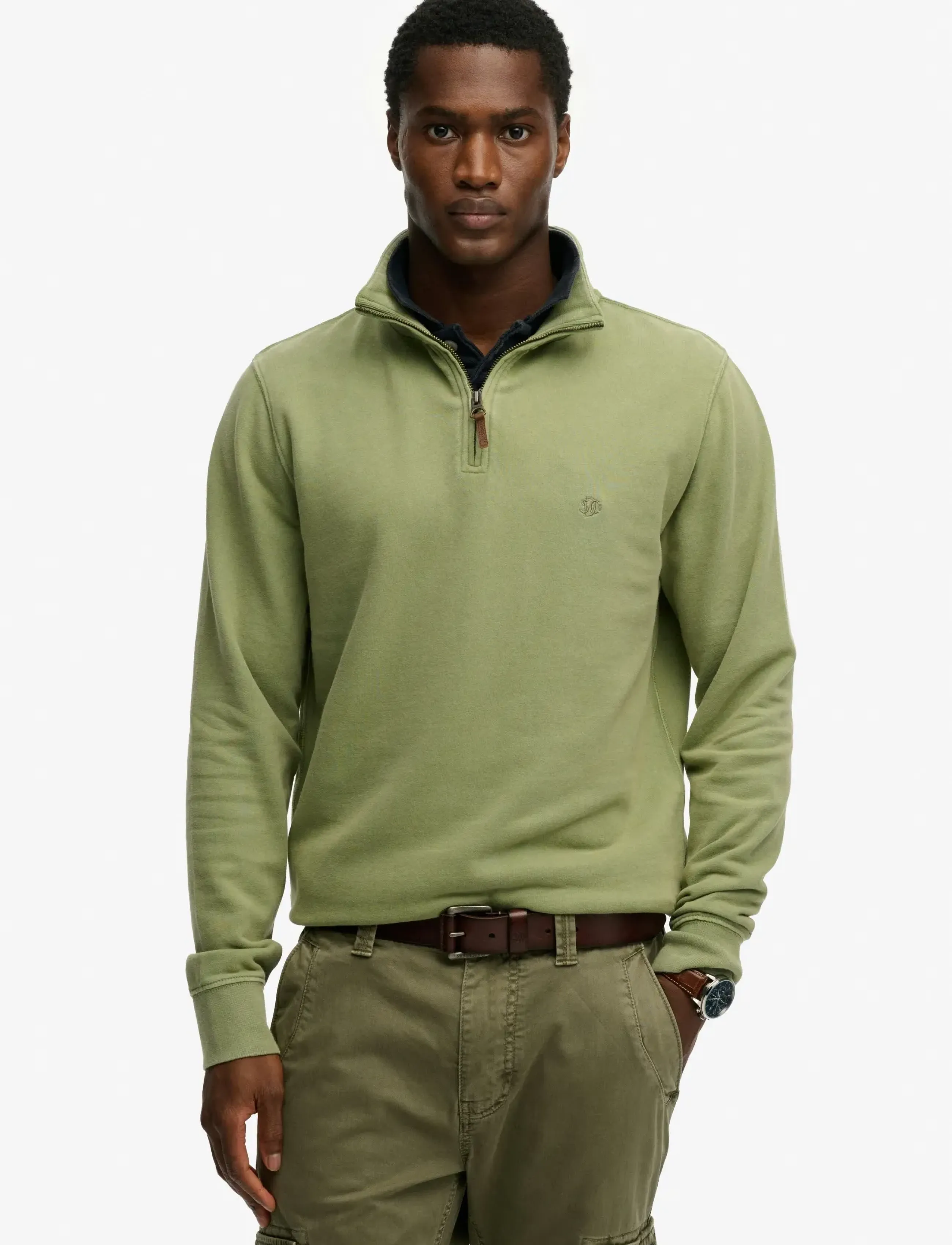 Superdry CLASSIC ESSENTIAL HALF ZIP - Sweatshirts & Hoodies - WASHED SEA GREEN / green