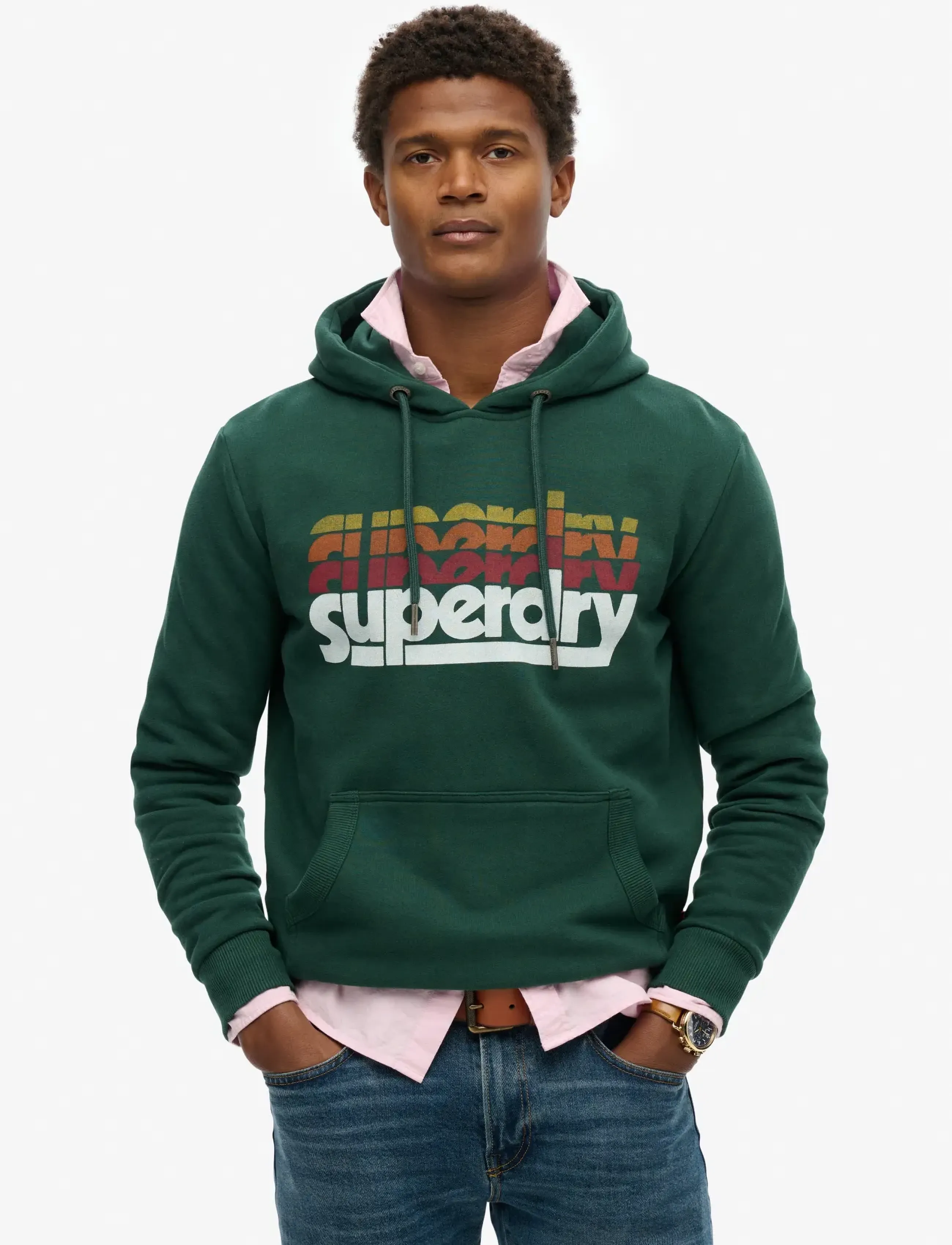 Superdry STACKED HOOD - Sweatshirts & Hoodies - ENAMEL GREEN / green