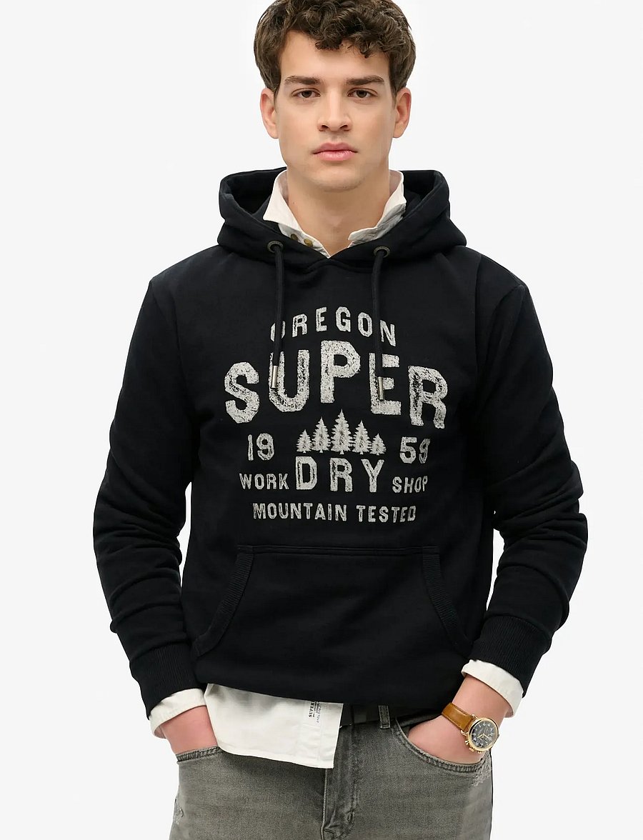 Superdry - WORK SHOP HOOD - hoodies - black - 0