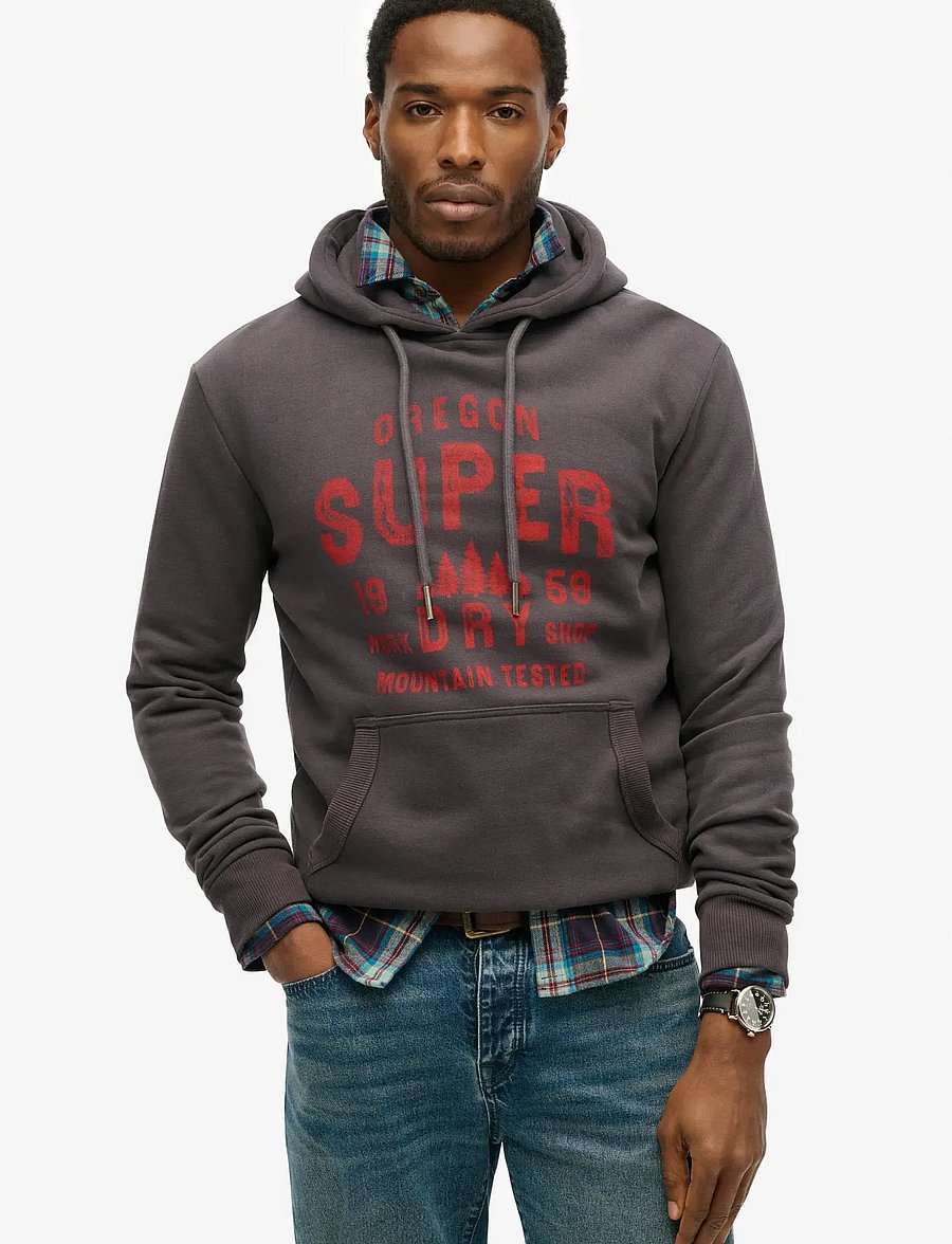 Superdry - WORK SHOP HOOD - hoodies - dark charcoal - 0