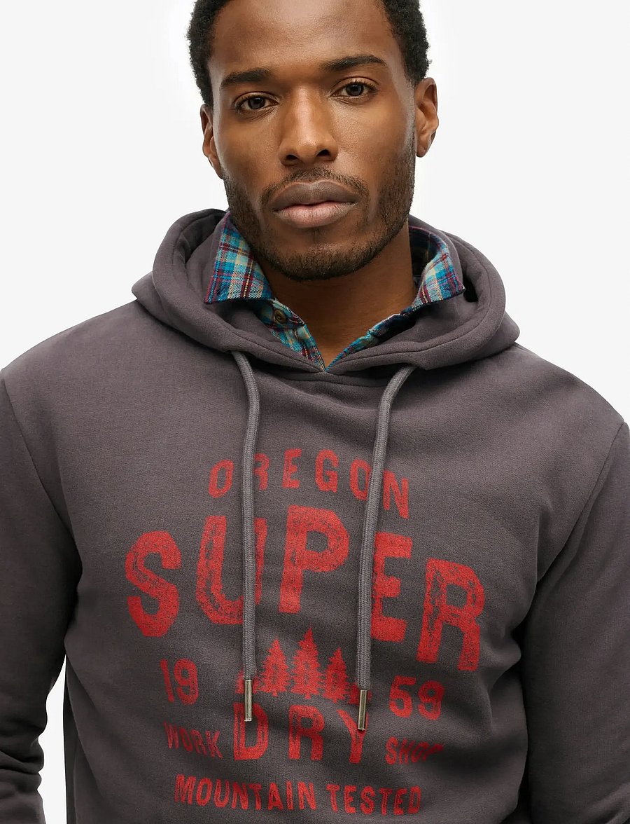 Superdry - WORK SHOP HOOD - hoodies - dark charcoal - 4