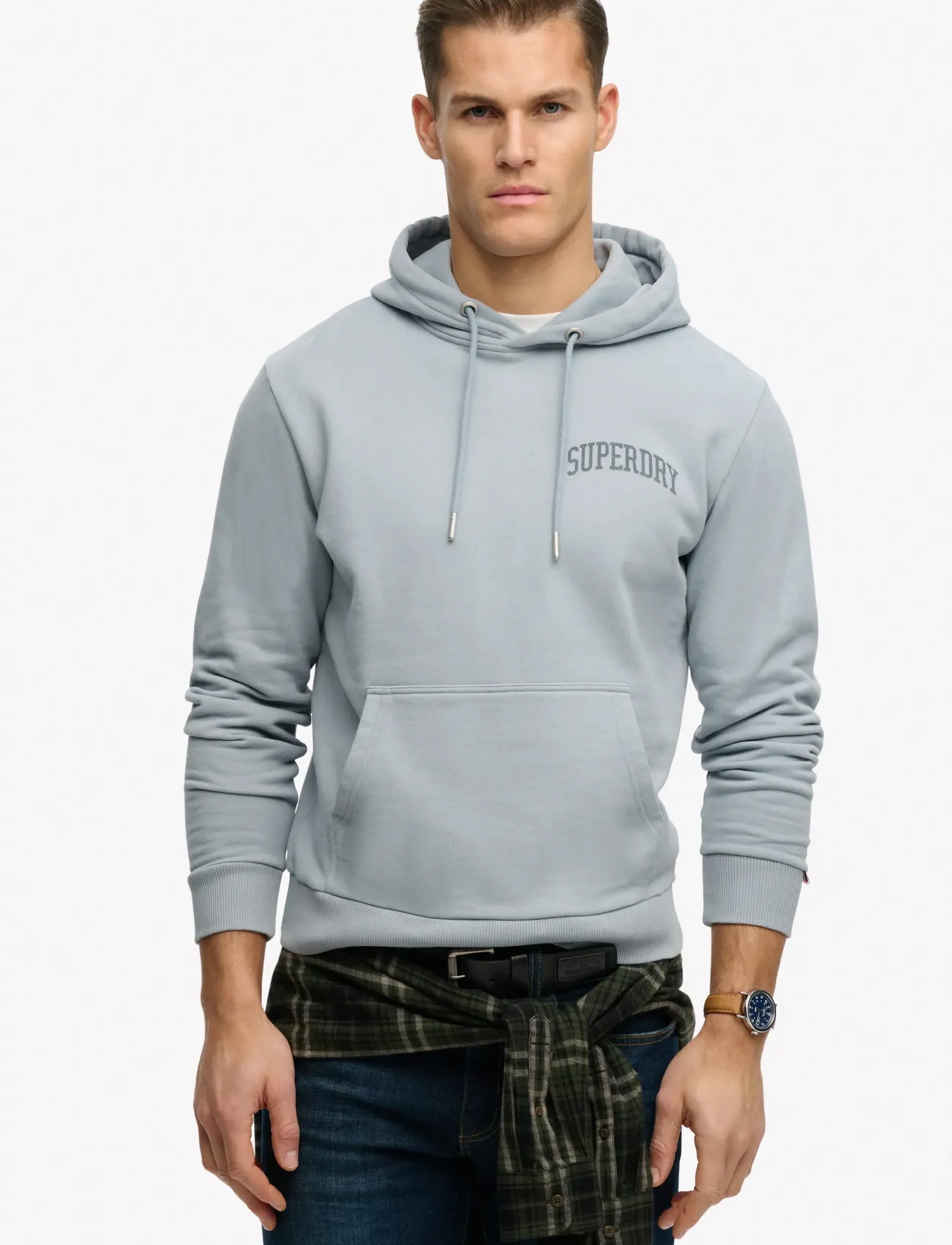 Superdry ATH ESS HOODIE - Kapuzenpullover - WASHED DENIM / blue