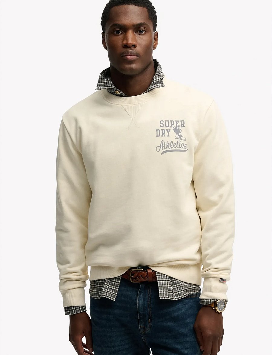 Superdry - ATH ESS CREW - kollektsioonid - desert bone off white - 0
